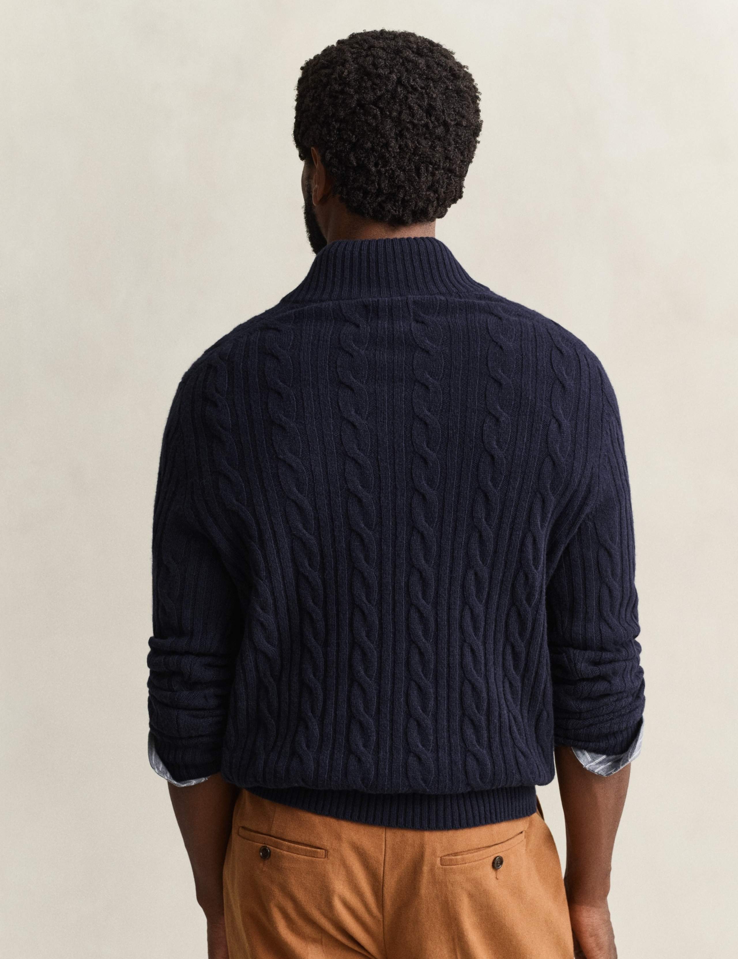 Pure Lambswool Cable Knit Funnel Neck Jumper 3 of 4