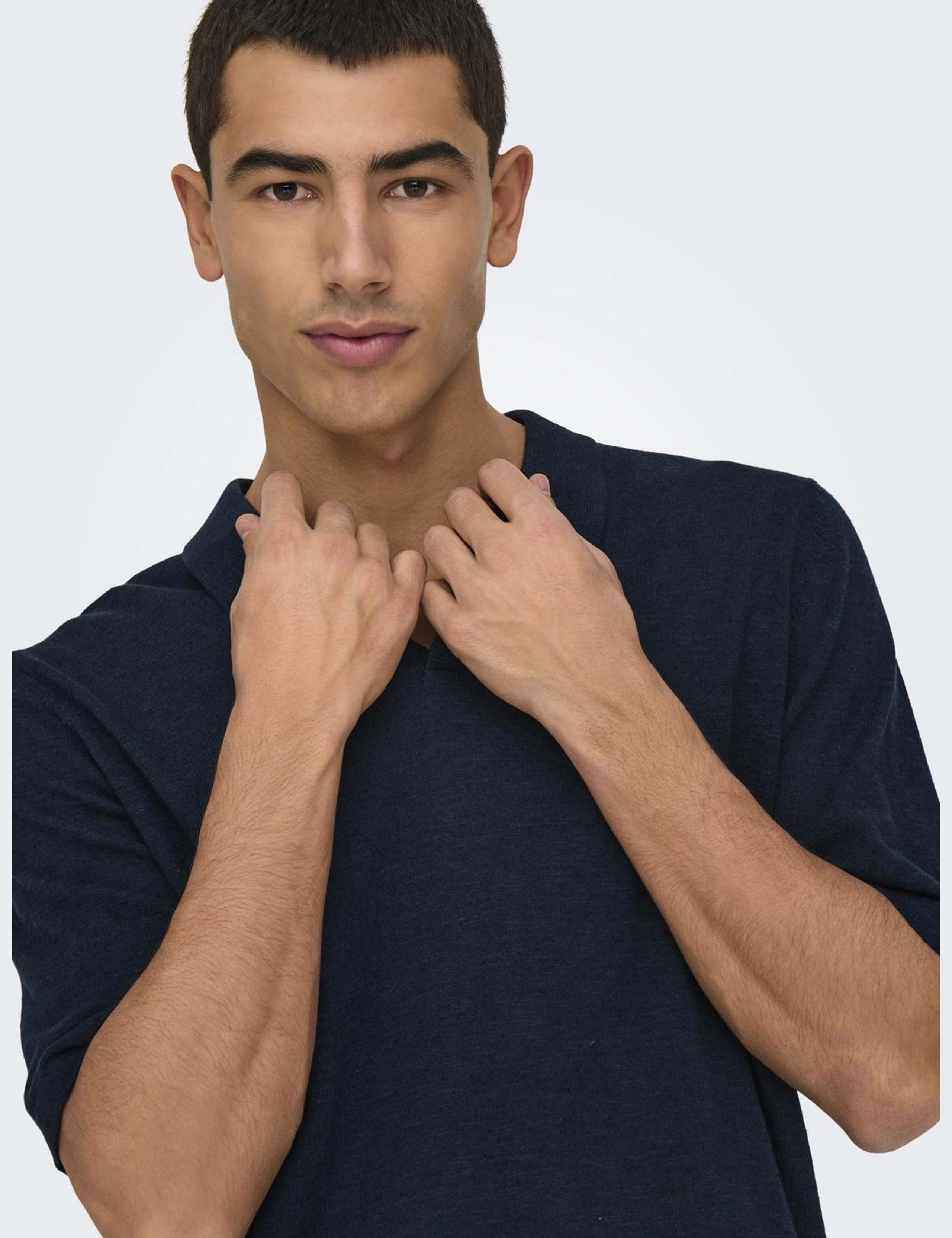 Linen Blend Knitted Polo Shirt 4 of 6