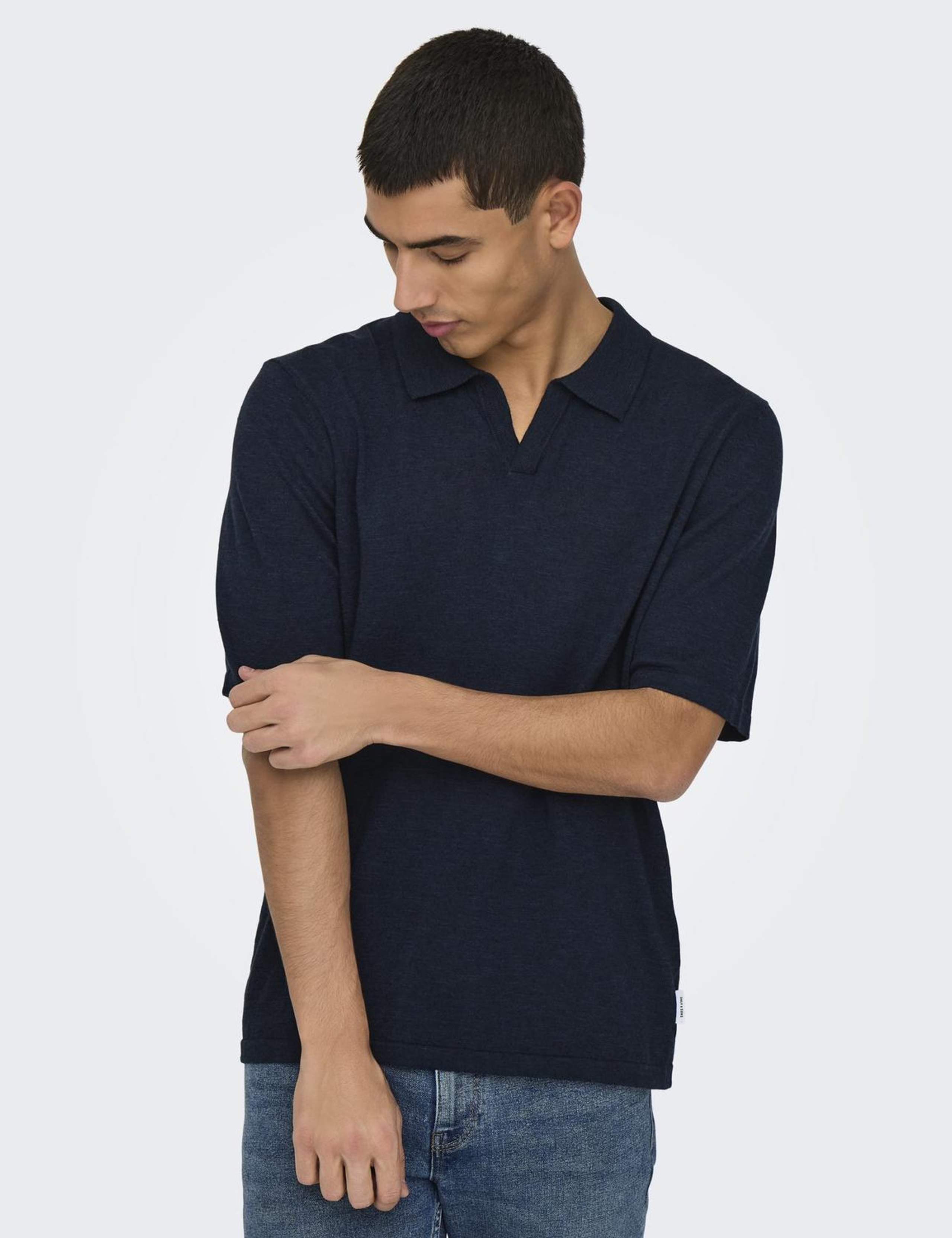Linen Blend Knitted Polo Shirt 6 of 6