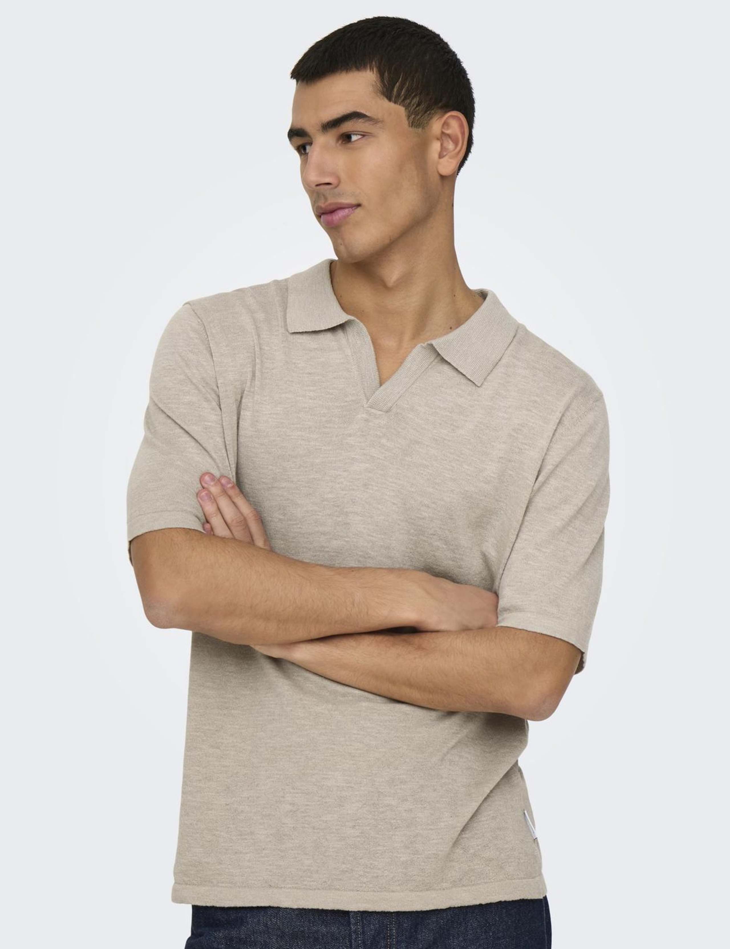 Linen Blend Knitted Polo Shirt 4 of 6