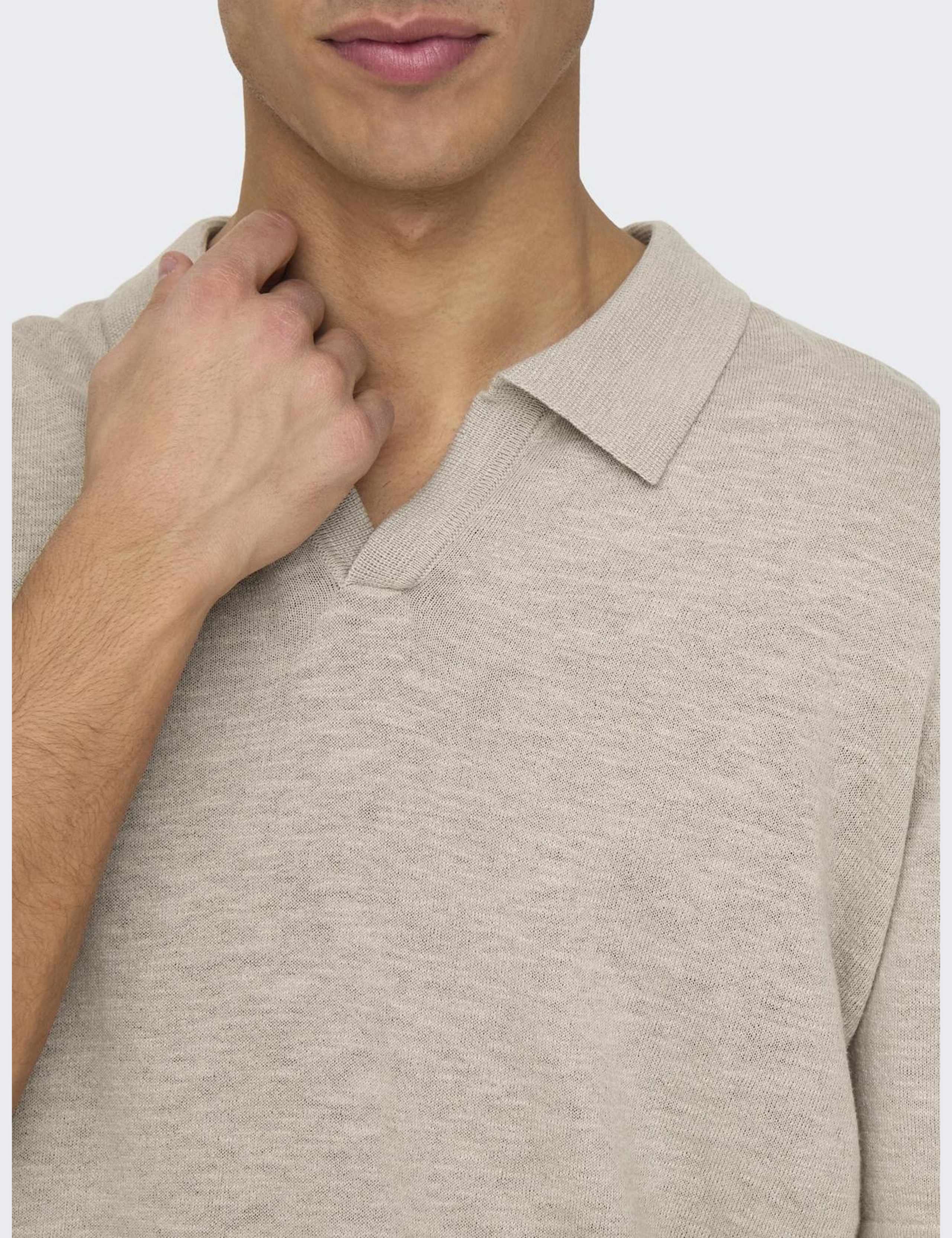 Linen Blend Knitted Polo Shirt 6 of 6