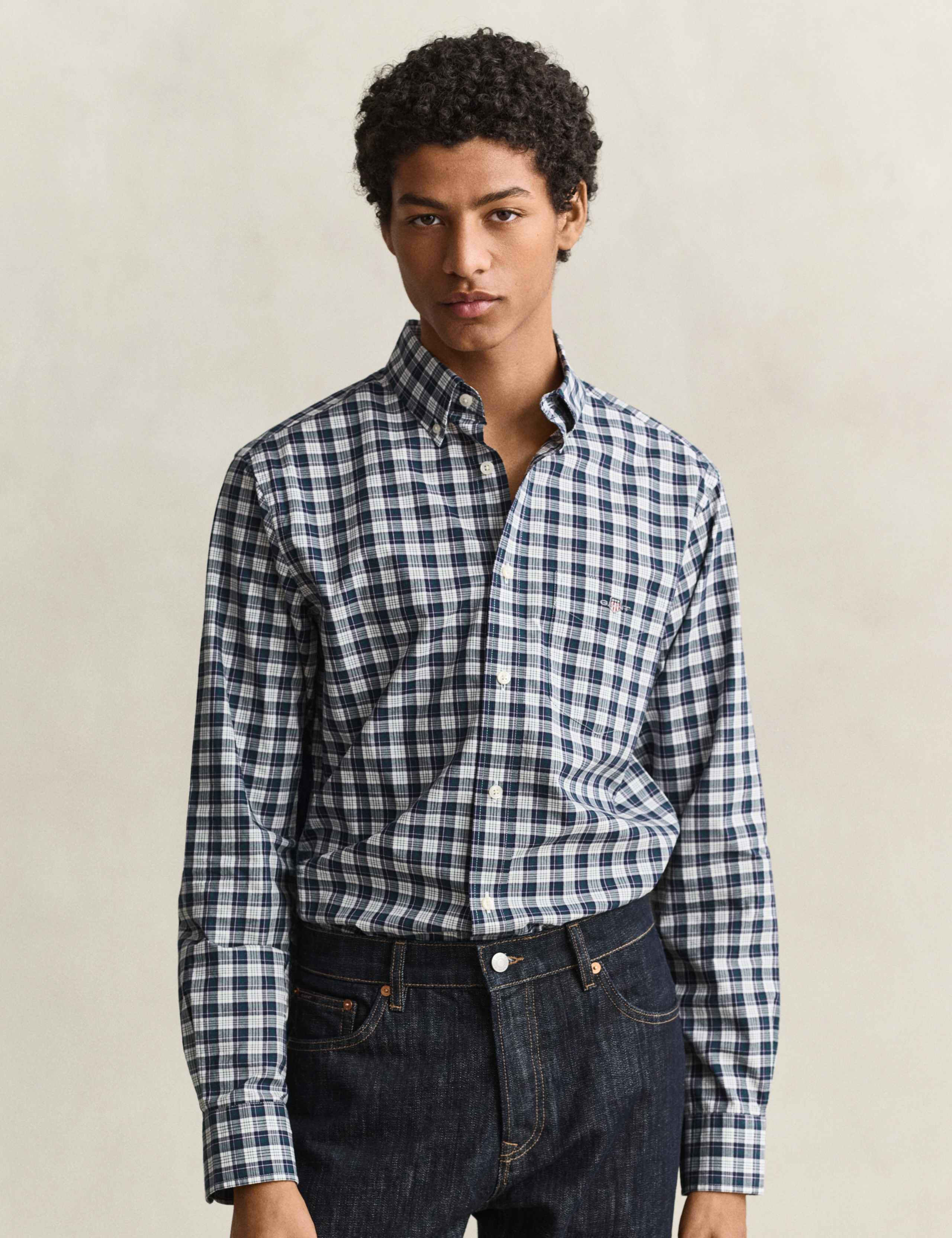 Regular Fit Pure Cotton Check Oxford Shirt 1 of 7