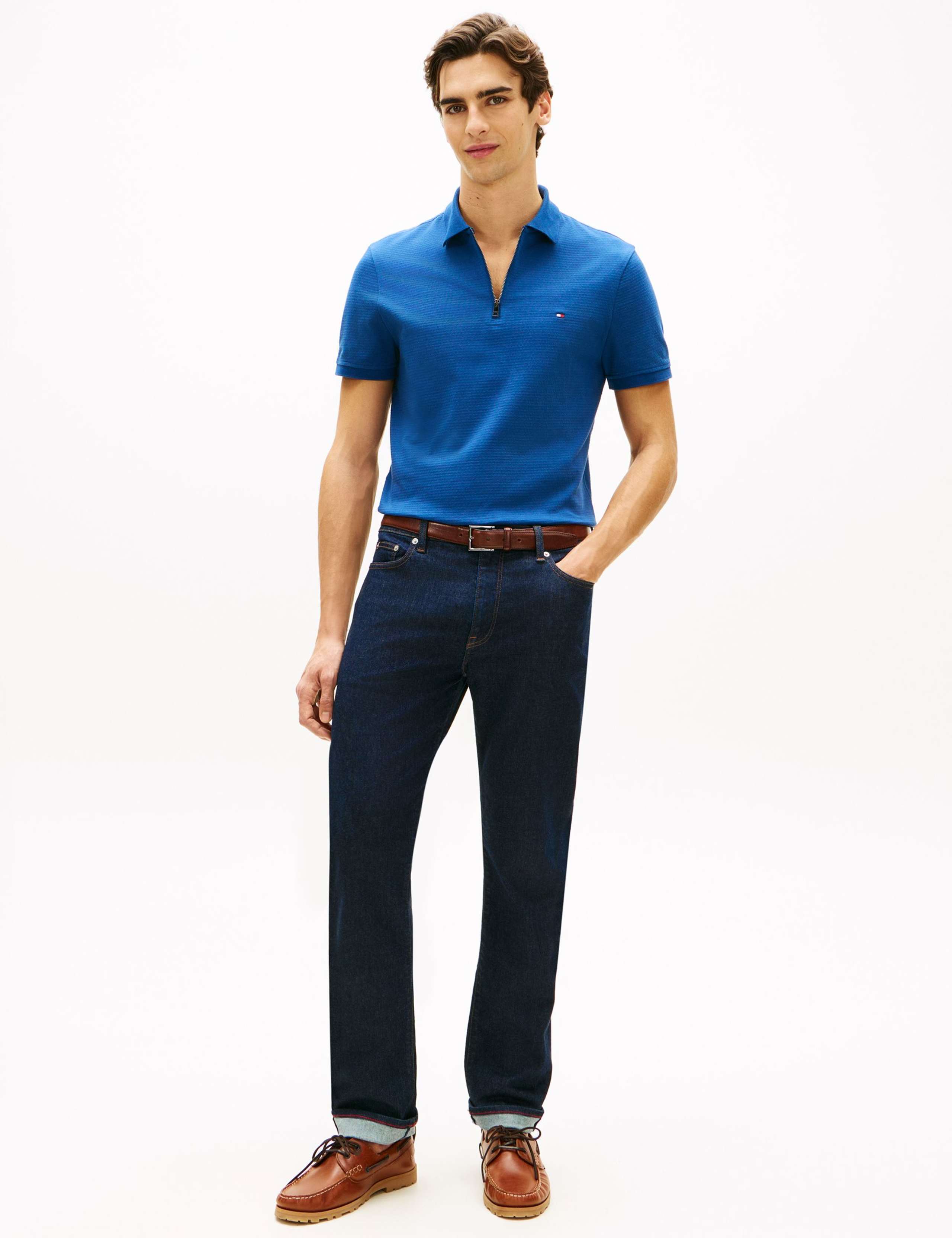 Cotton Rich Textured Half Zip Polo Shirt 3 of 5