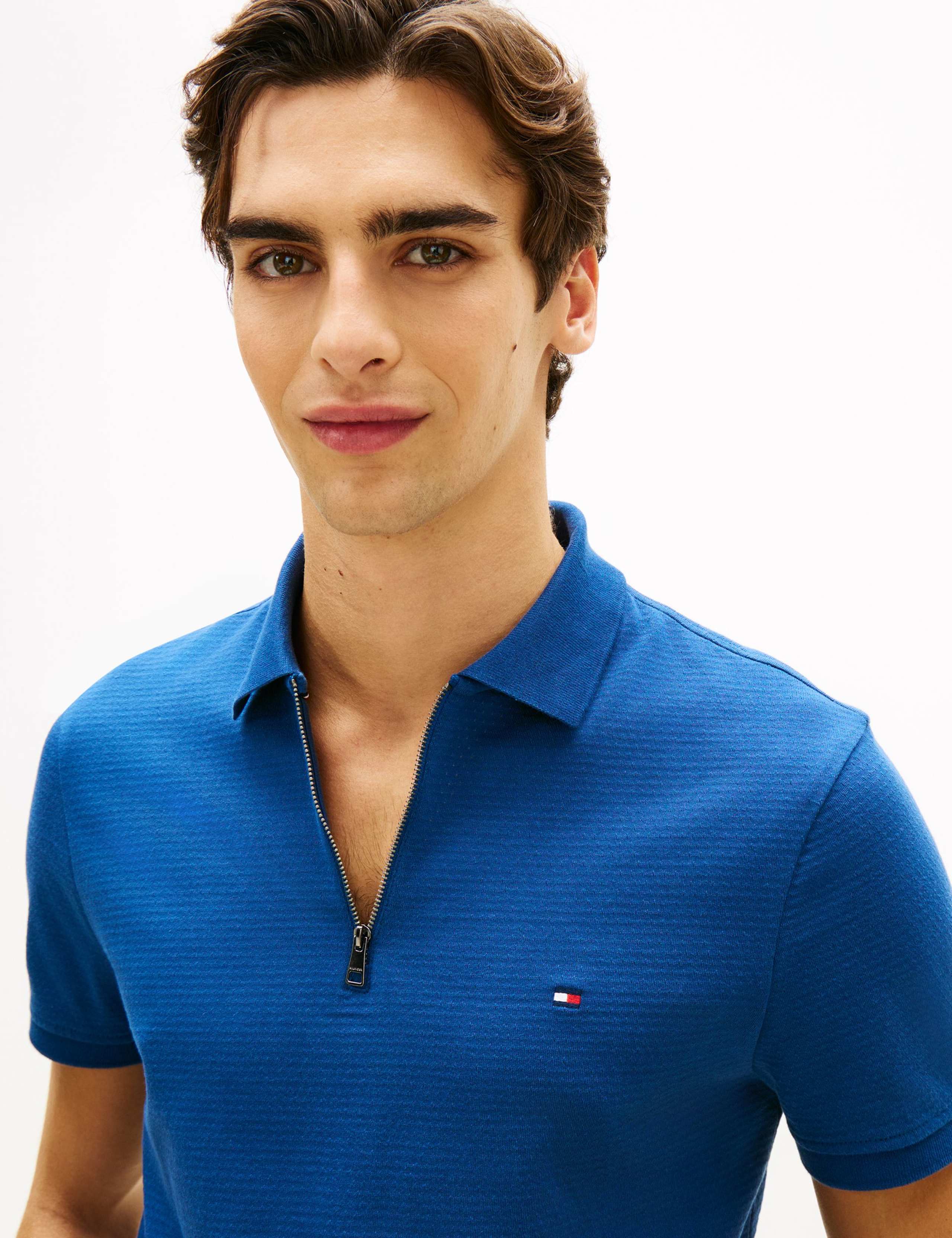 Cotton Rich Textured Half Zip Polo Shirt 4 of 5