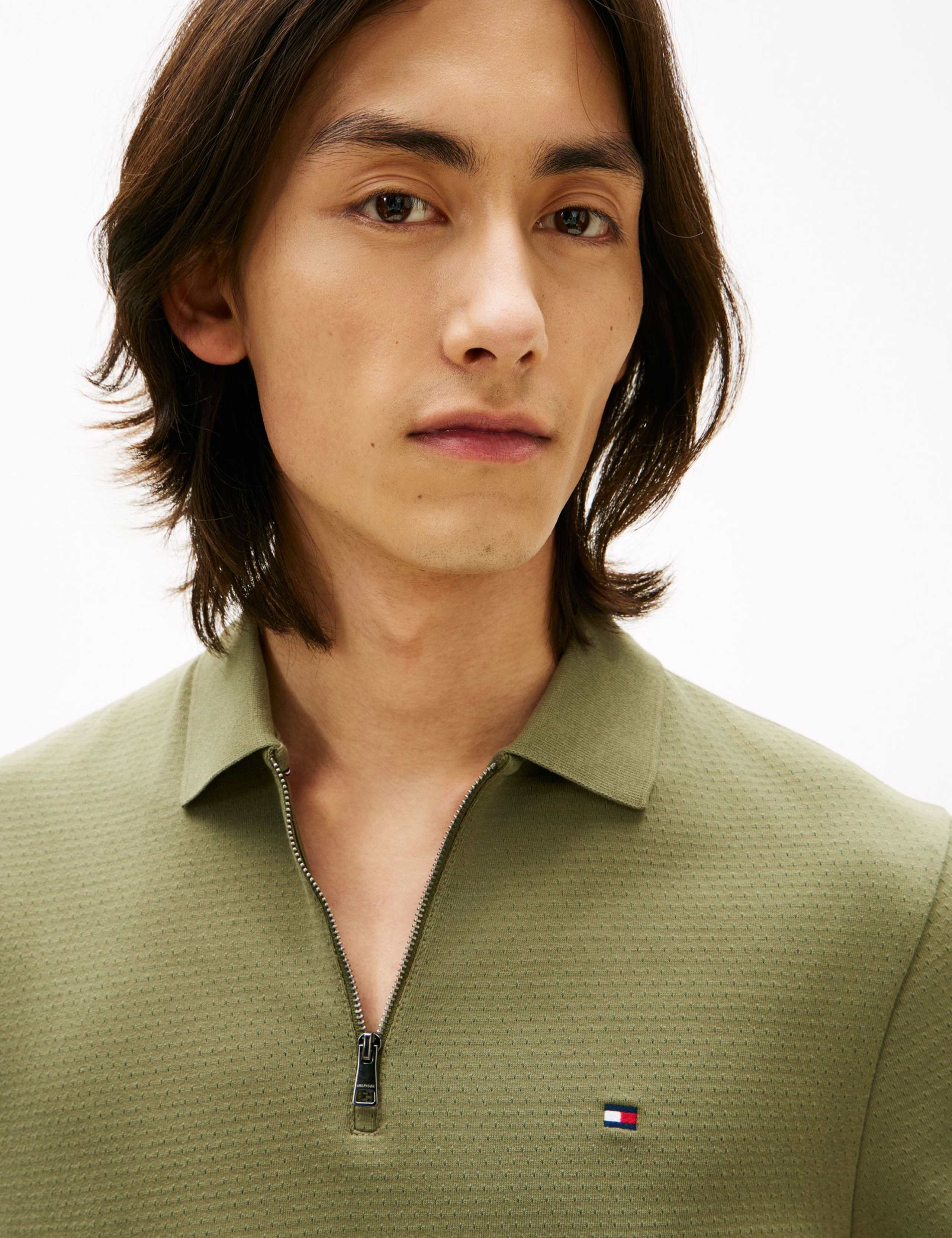 Cotton Rich Textured Half Zip Polo Shirt 4 of 5