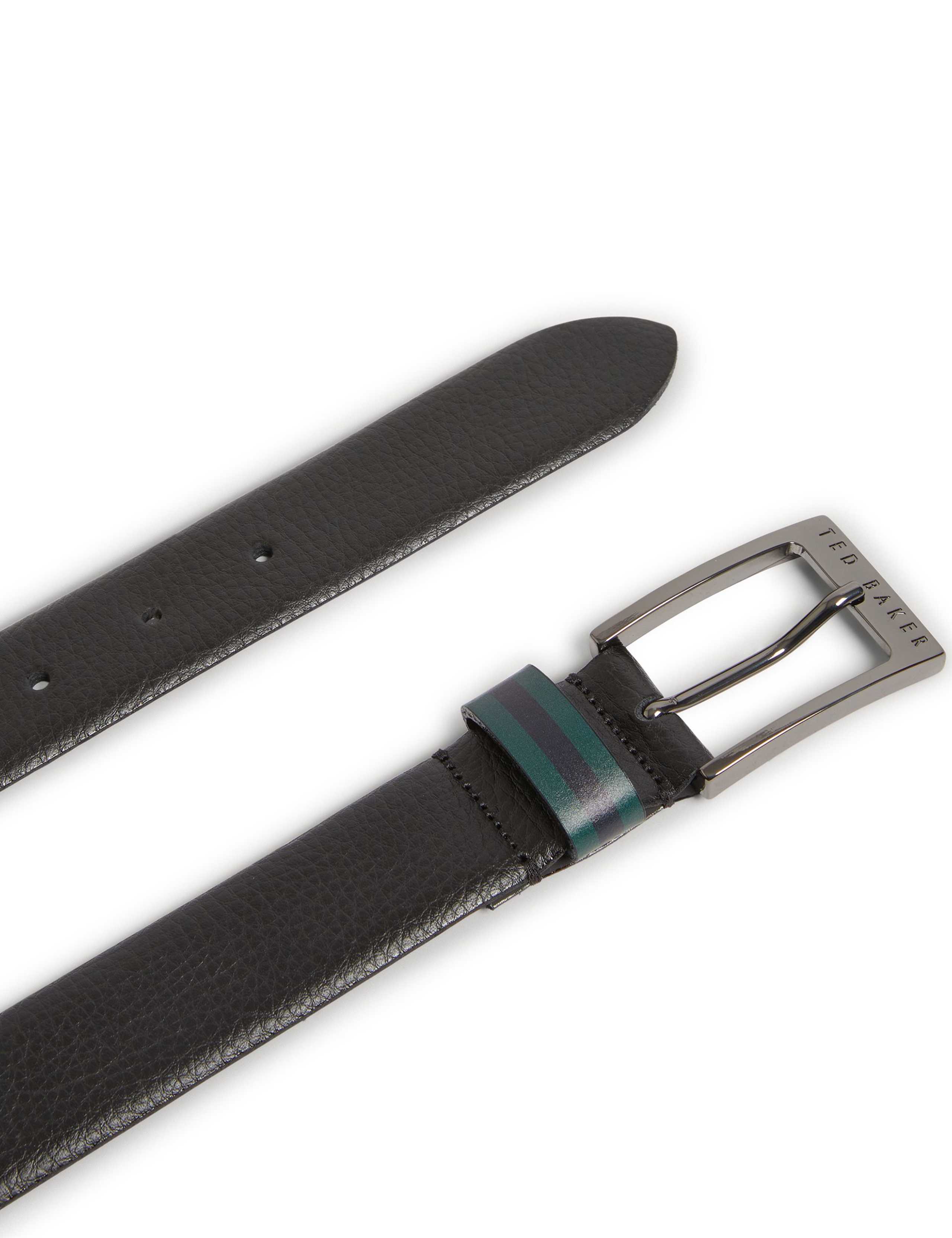 Leather Striped Keeper Textured Belt 2 of 3