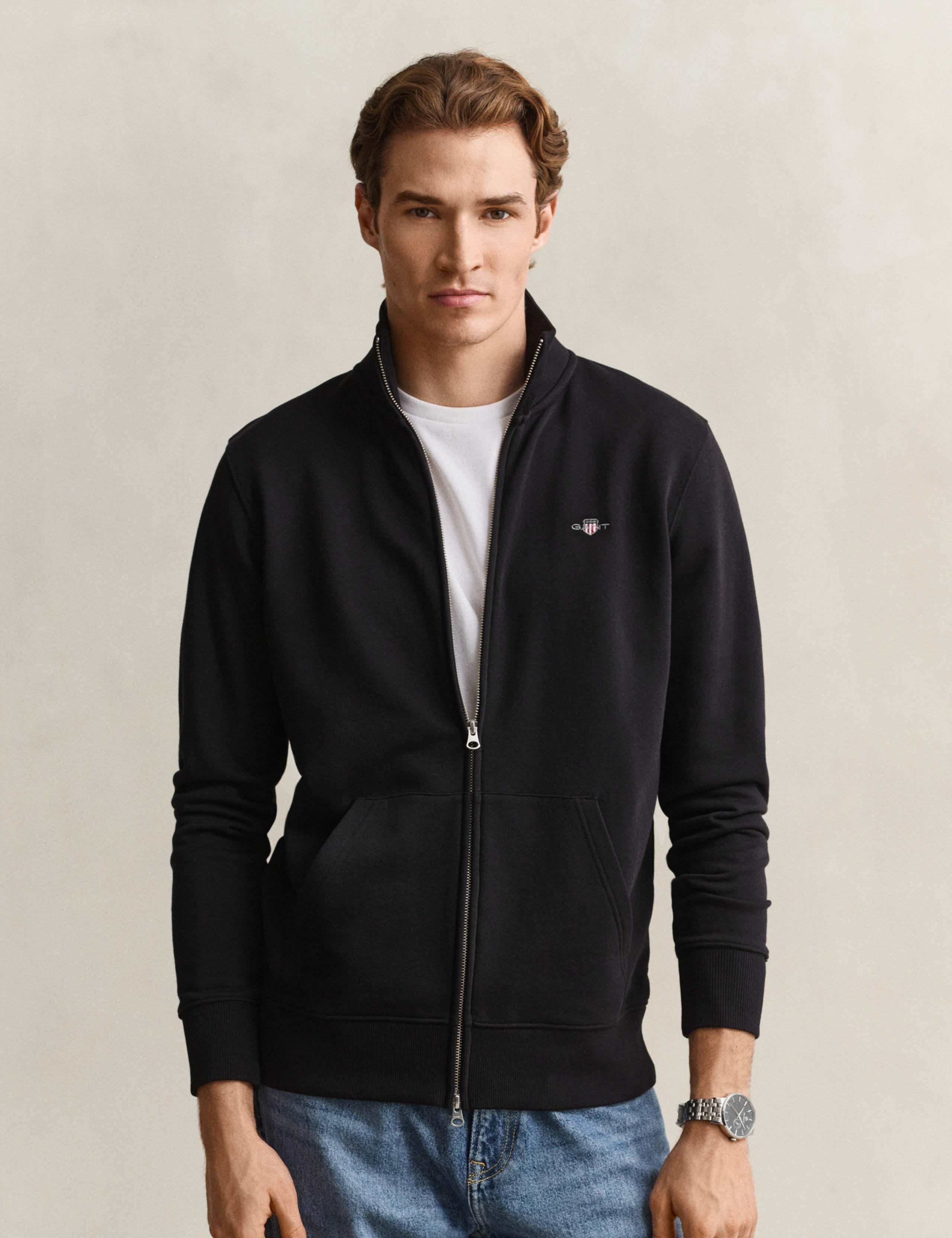 Cotton Rich High Neck Zip Up Sweatshirt 1 of 5