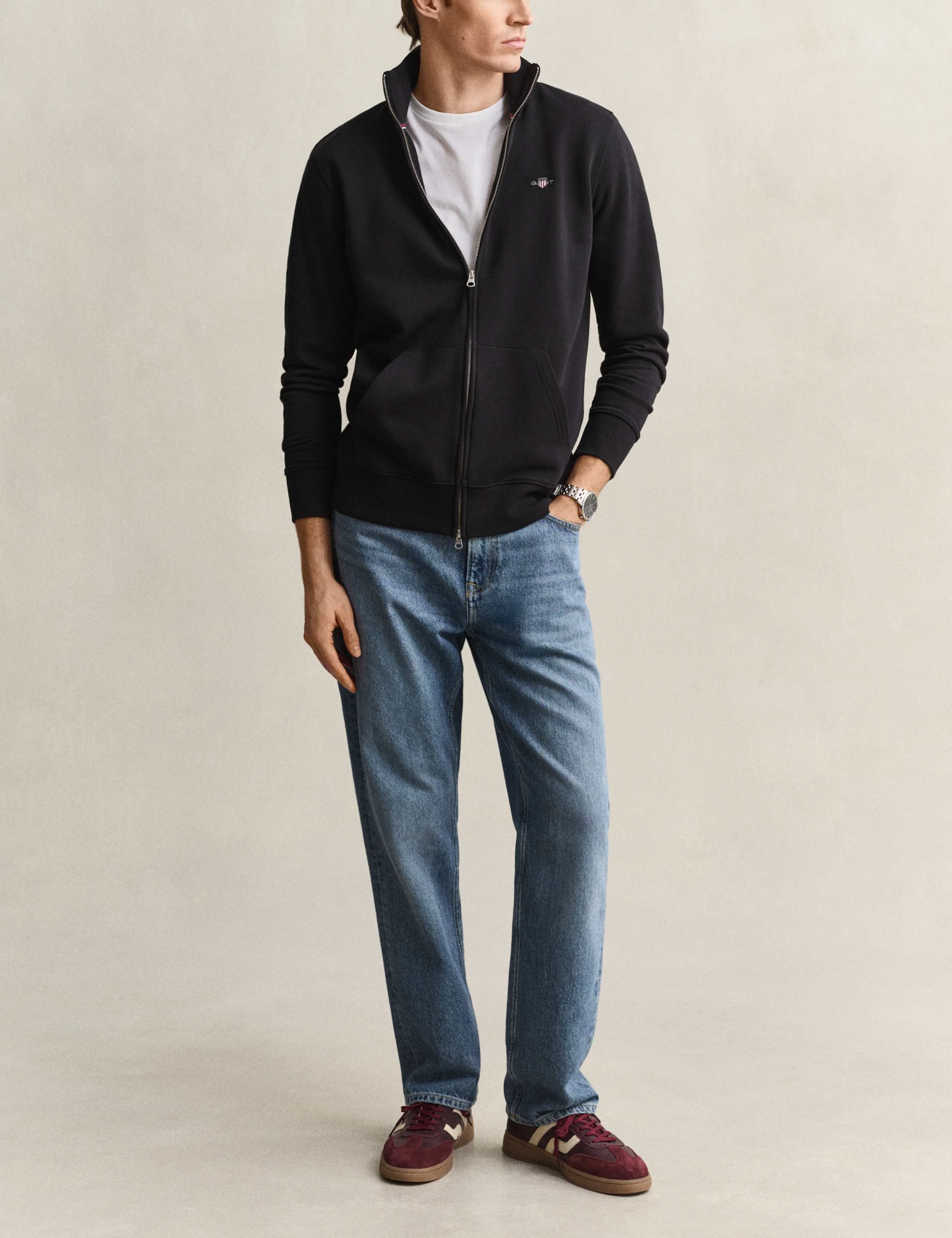 Cotton Rich High Neck Zip Up Sweatshirt 3 of 5