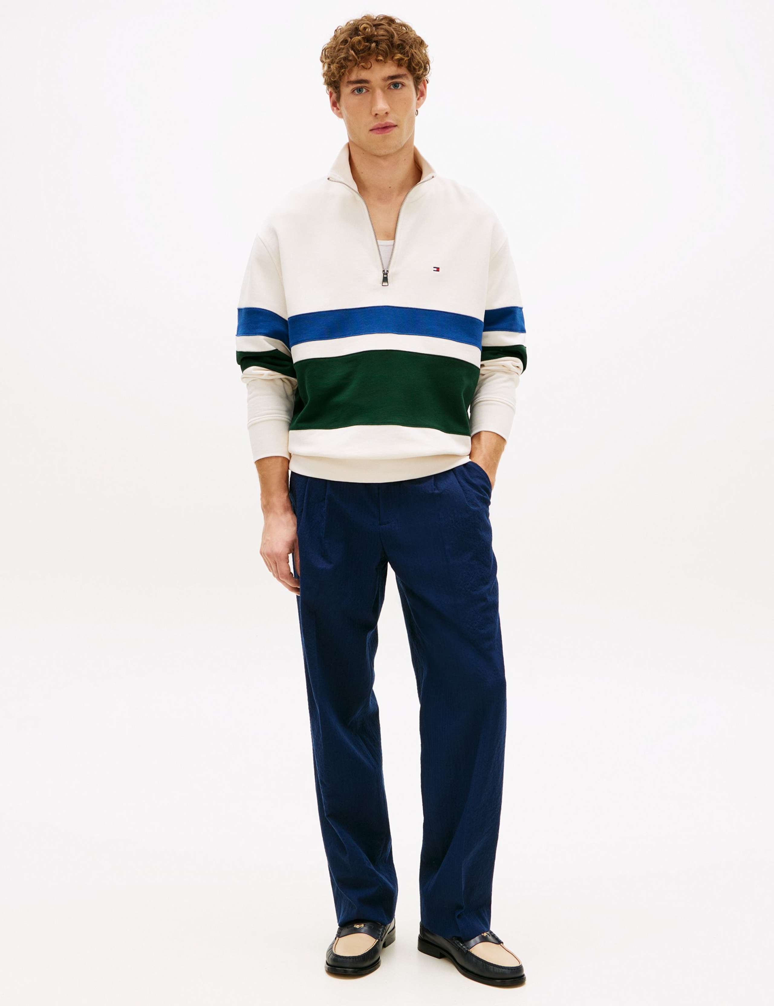 Pure Cotton Stripe Half Zip Sweatshirt 3 of 5
