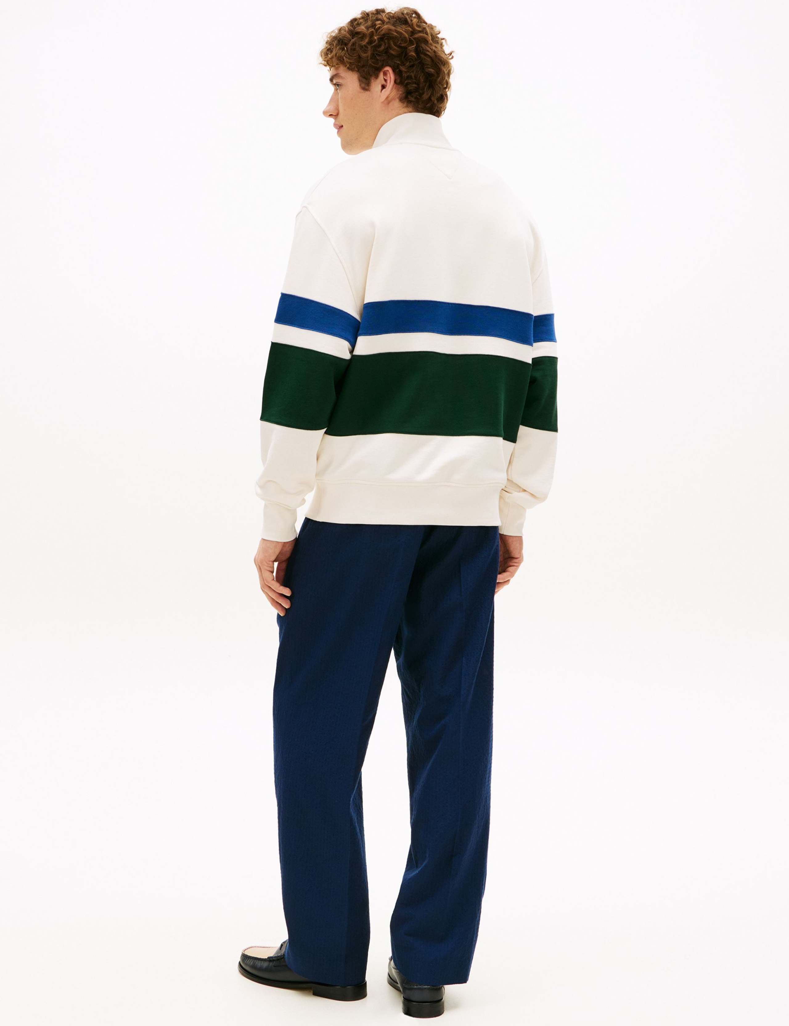 Pure Cotton Stripe Half Zip Sweatshirt 5 of 5