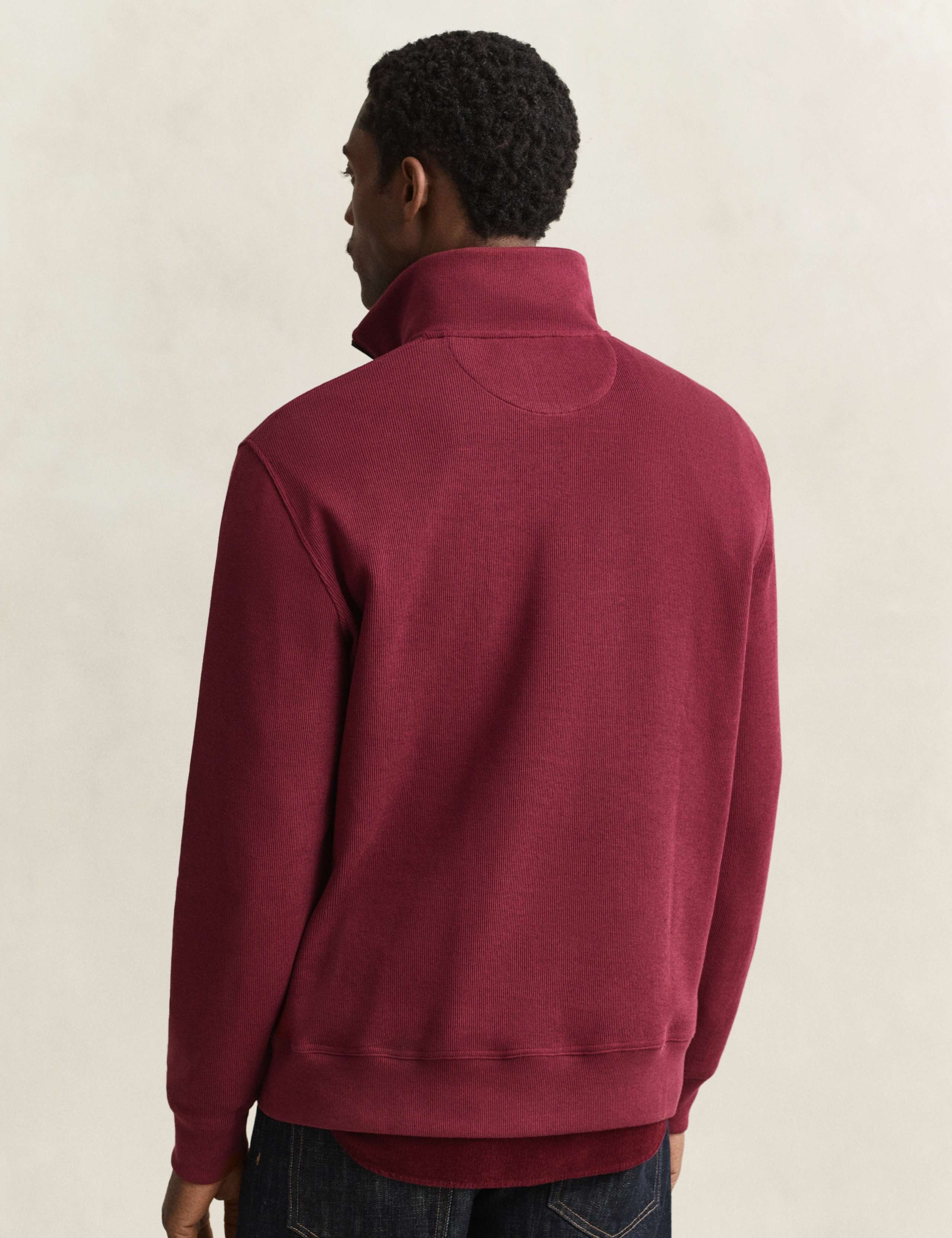Pure Cotton Ribbed Half Zip Sweatshirt 4 of 5
