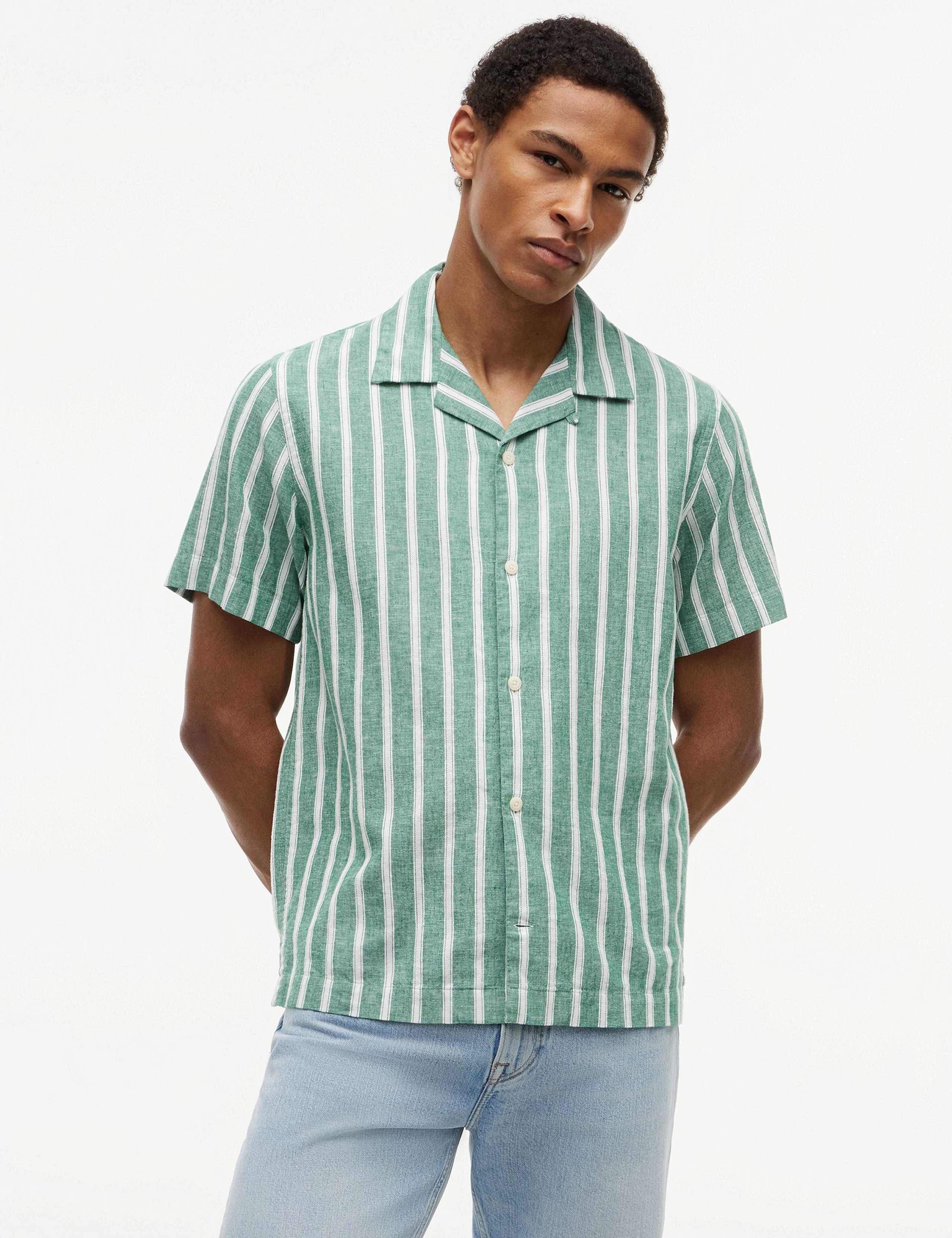 Regular Fit Cotton Rich Striped Short Sleeve Shirt 1 of 5