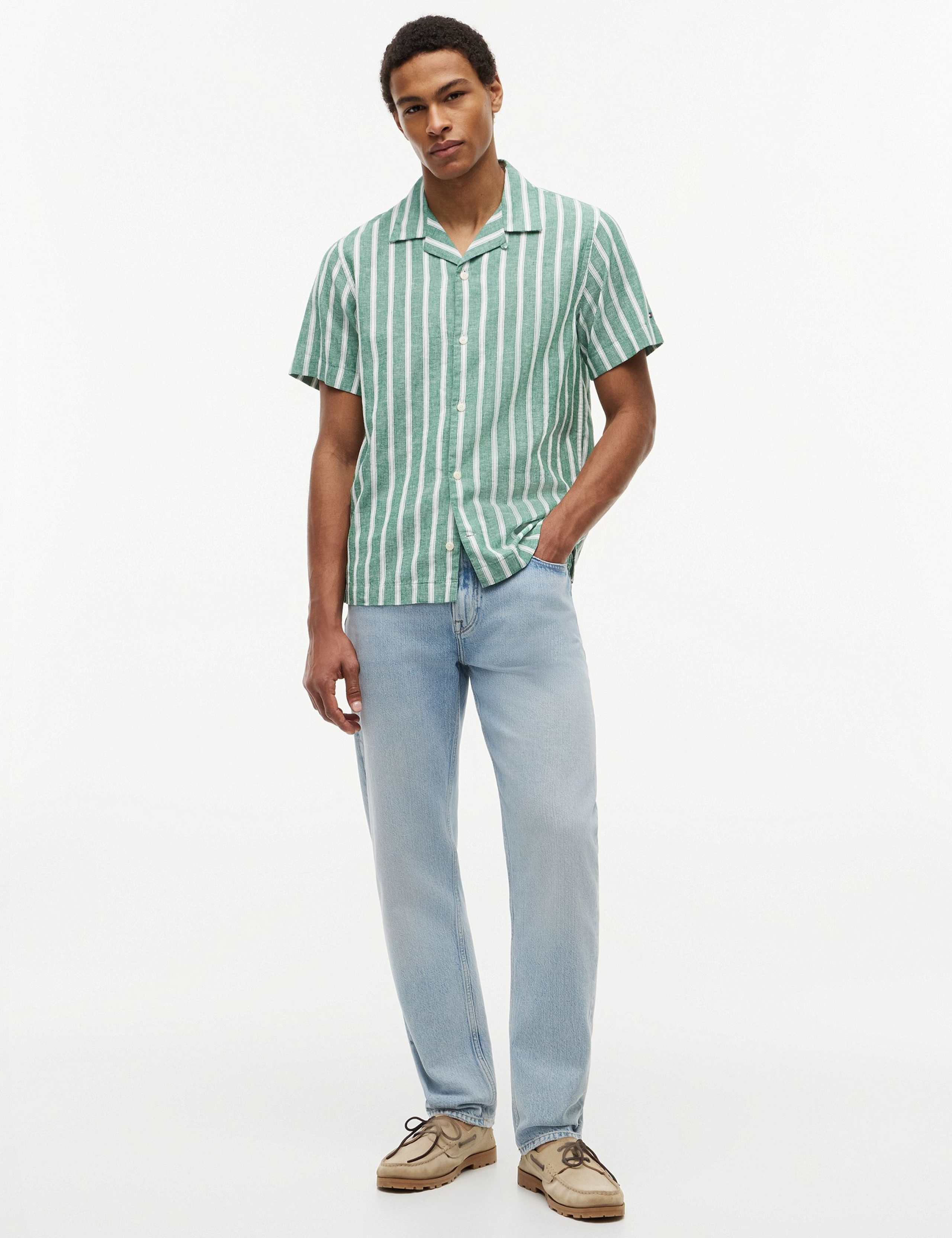 Regular Fit Cotton Rich Striped Short Sleeve Shirt 3 of 5