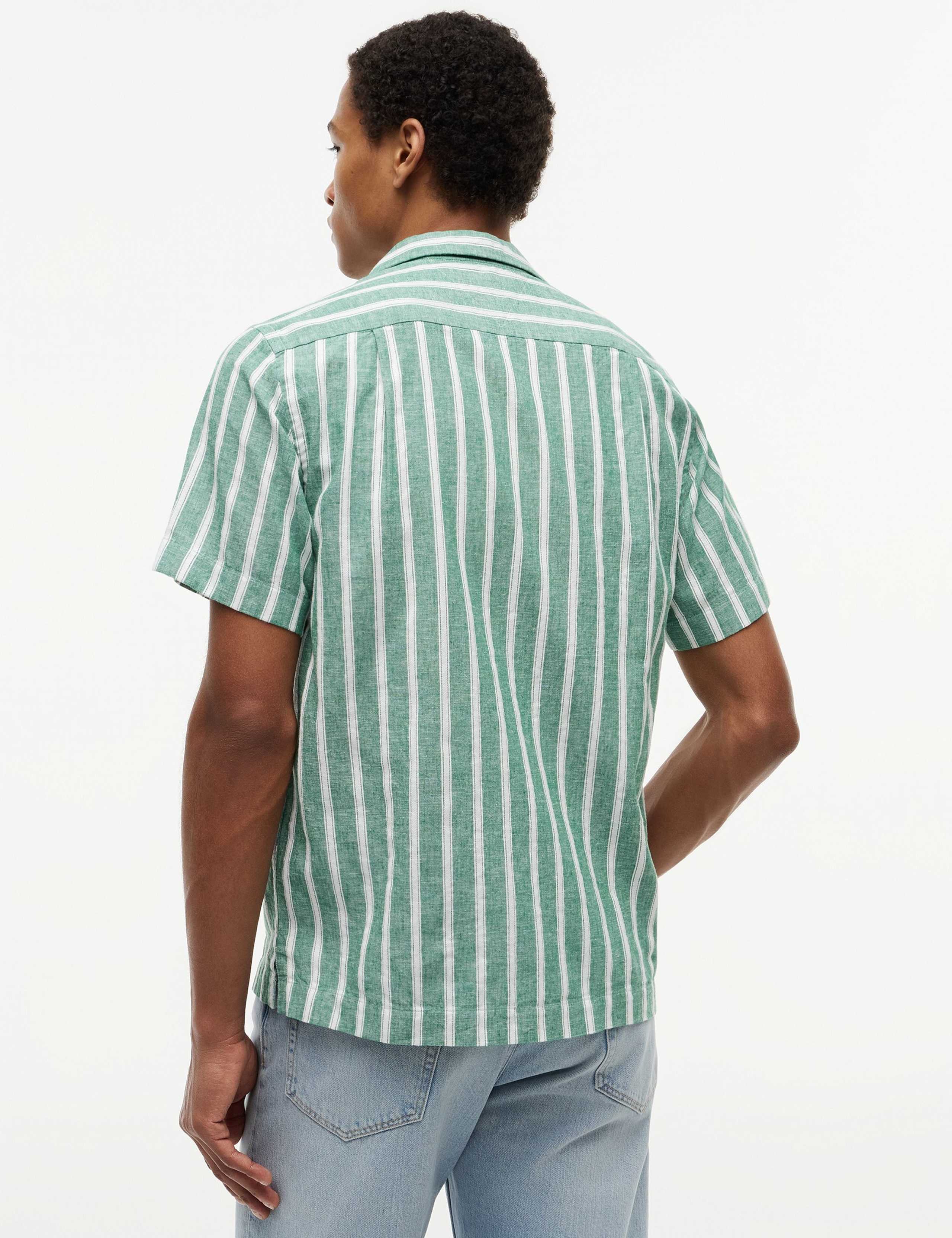 Regular Fit Cotton Rich Striped Short Sleeve Shirt 5 of 5