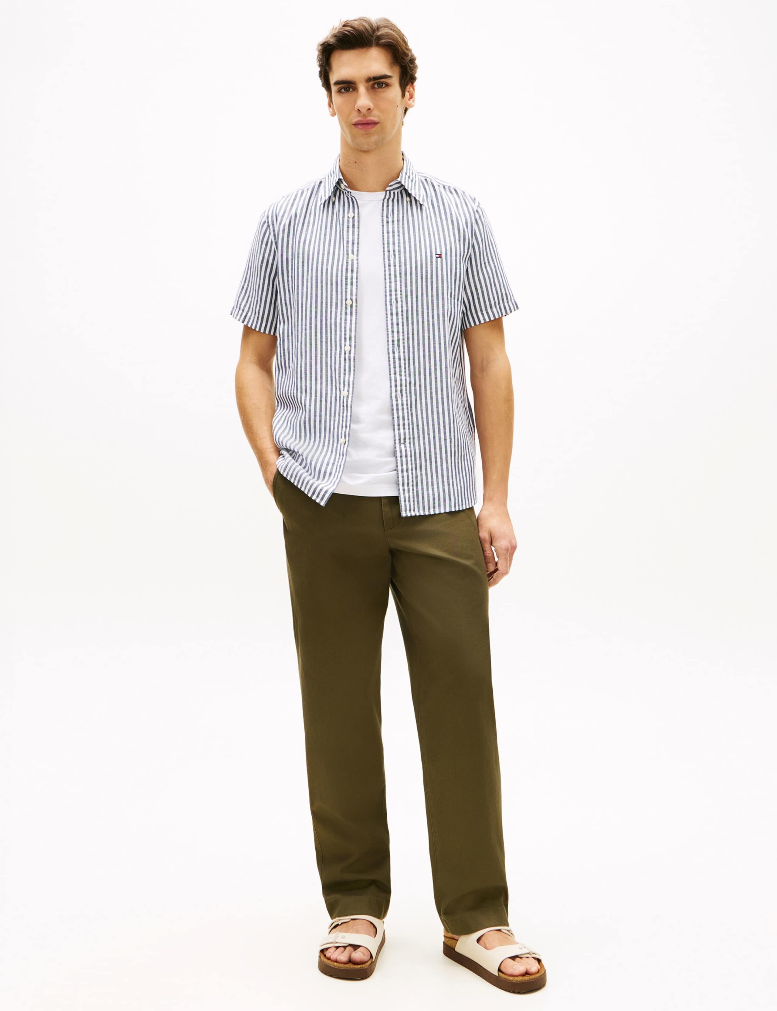 Regular Fit Linen Blend Striped Shirt 3 of 4