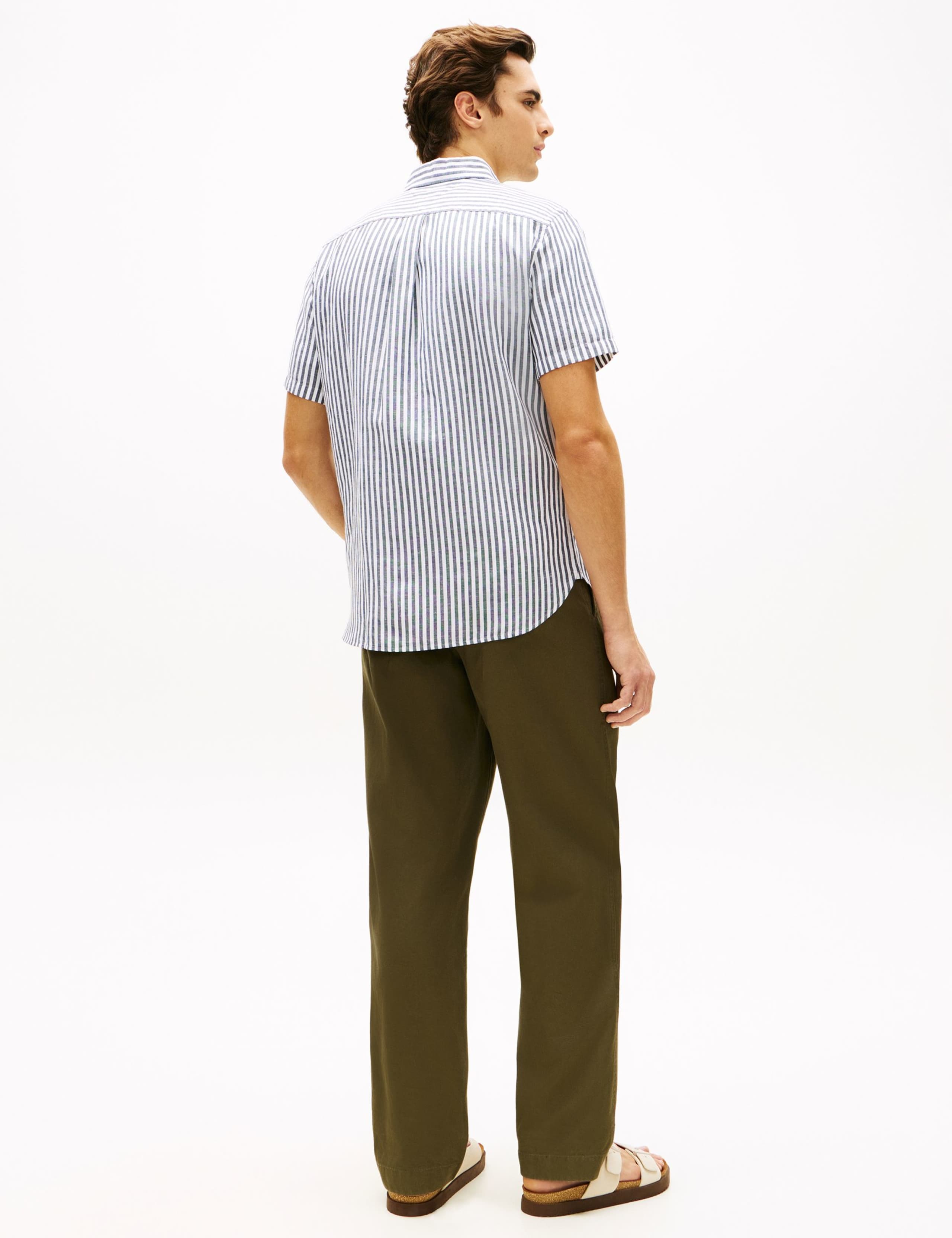 Regular Fit Linen Blend Striped Shirt 4 of 4