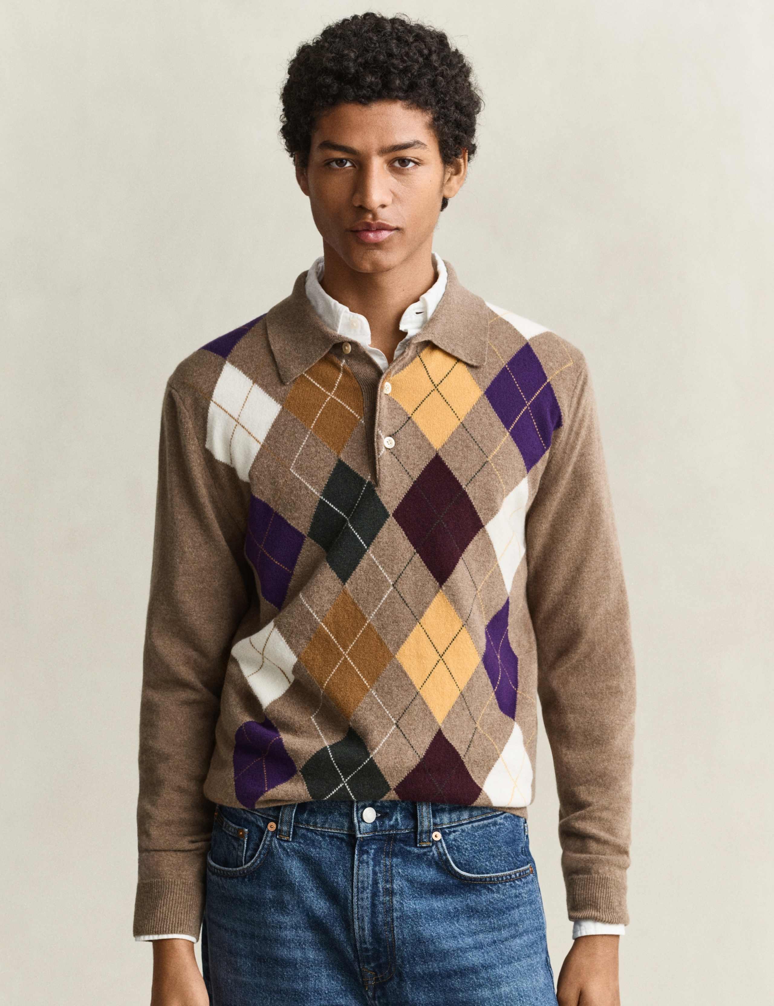 Pure Superfine Lambswool Knitted Polo Shirt 1 of 5