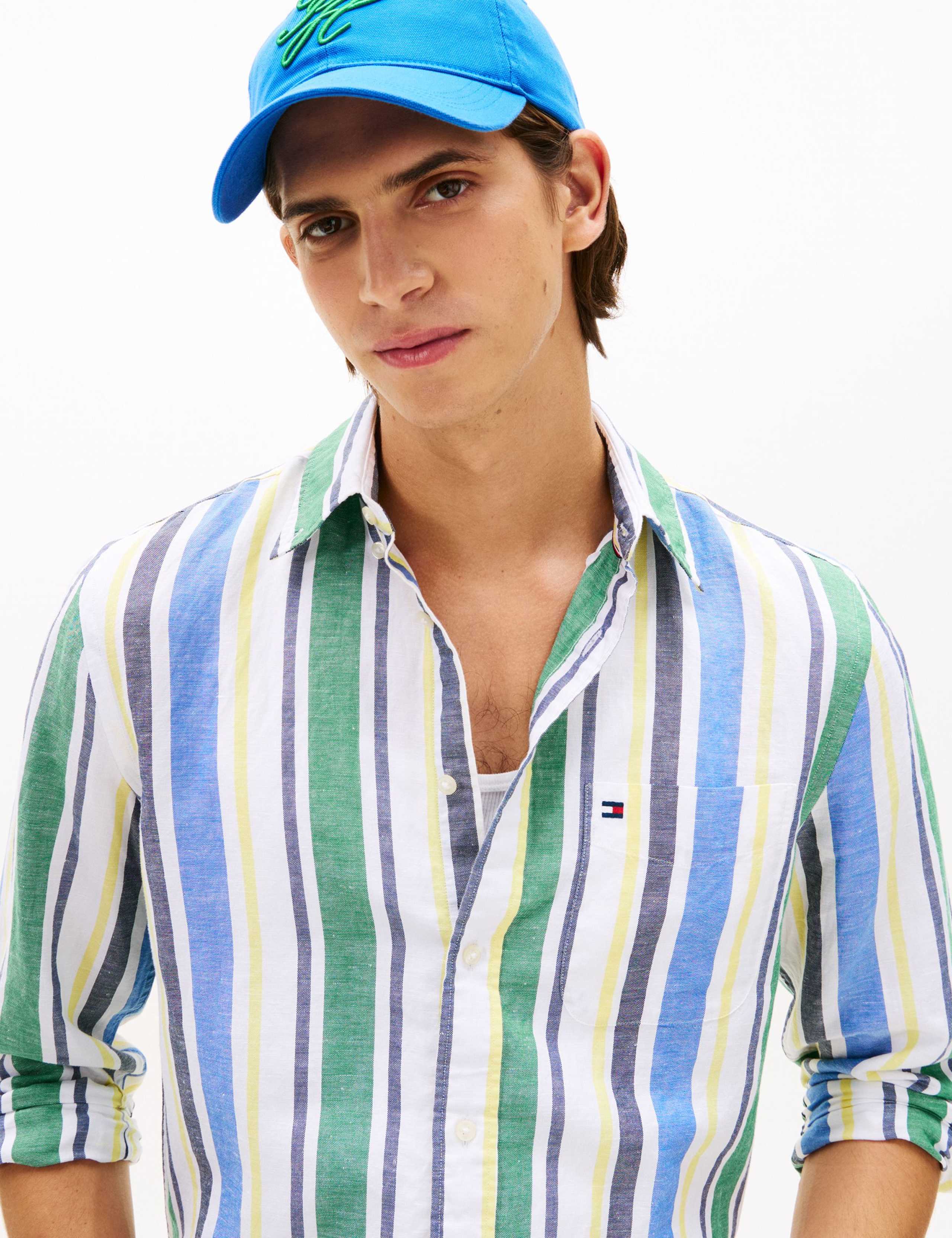 Regular Fit Linen Blend Striped Shirt 4 of 5
