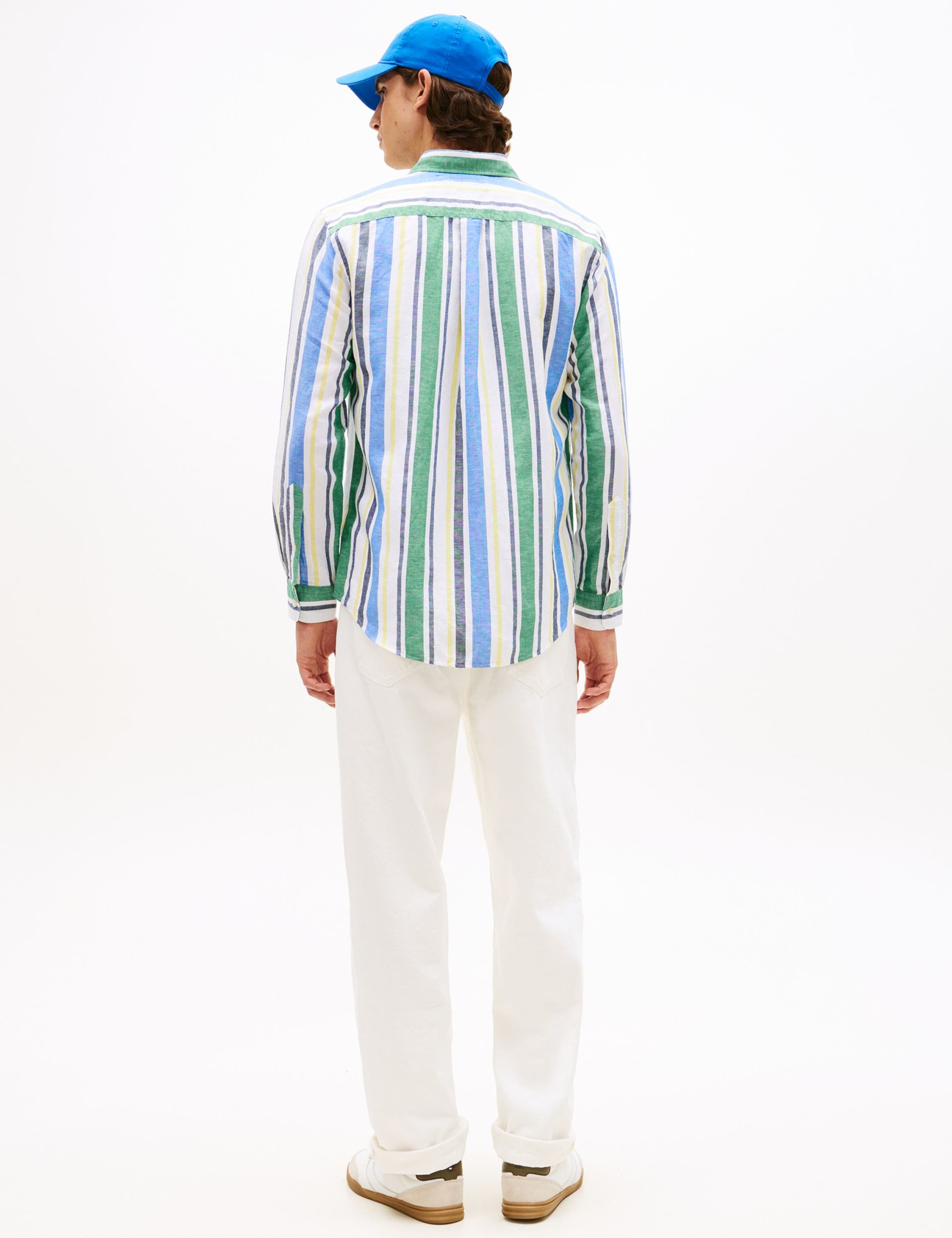 Regular Fit Linen Blend Striped Shirt 5 of 5