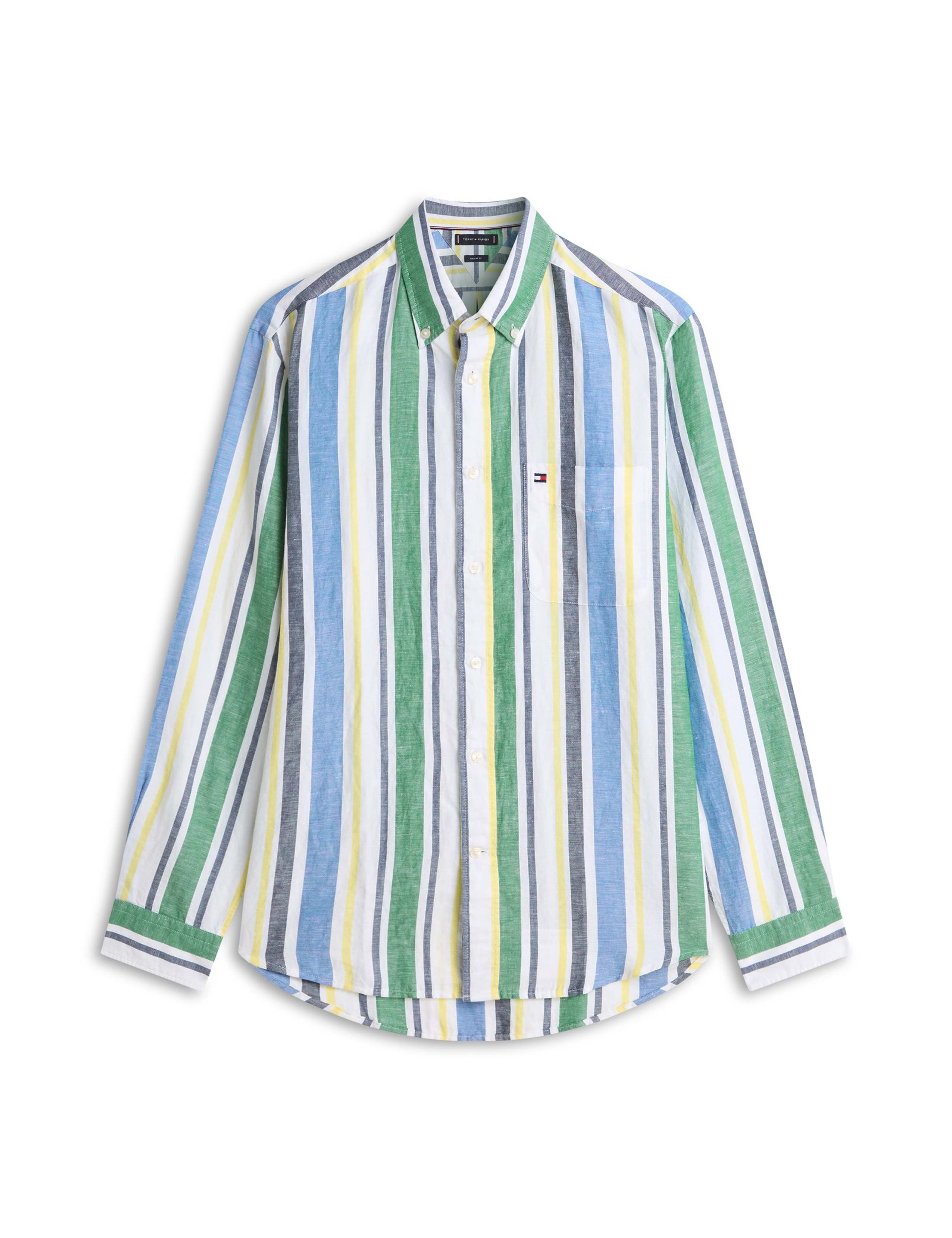 Regular Fit Linen Blend Striped Shirt 2 of 5
