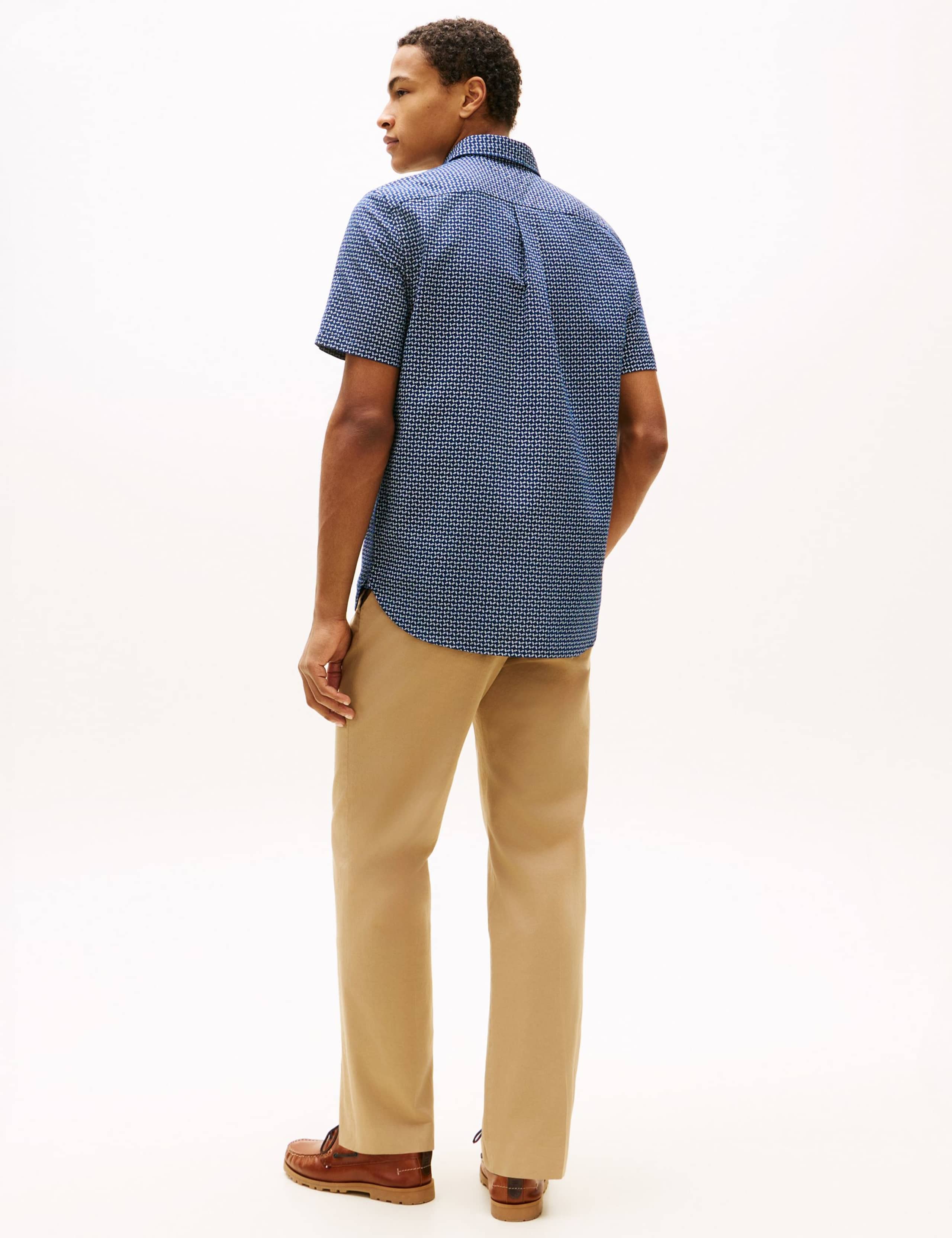 Regular Fit Linen Blend Geometric Shirt 5 of 5