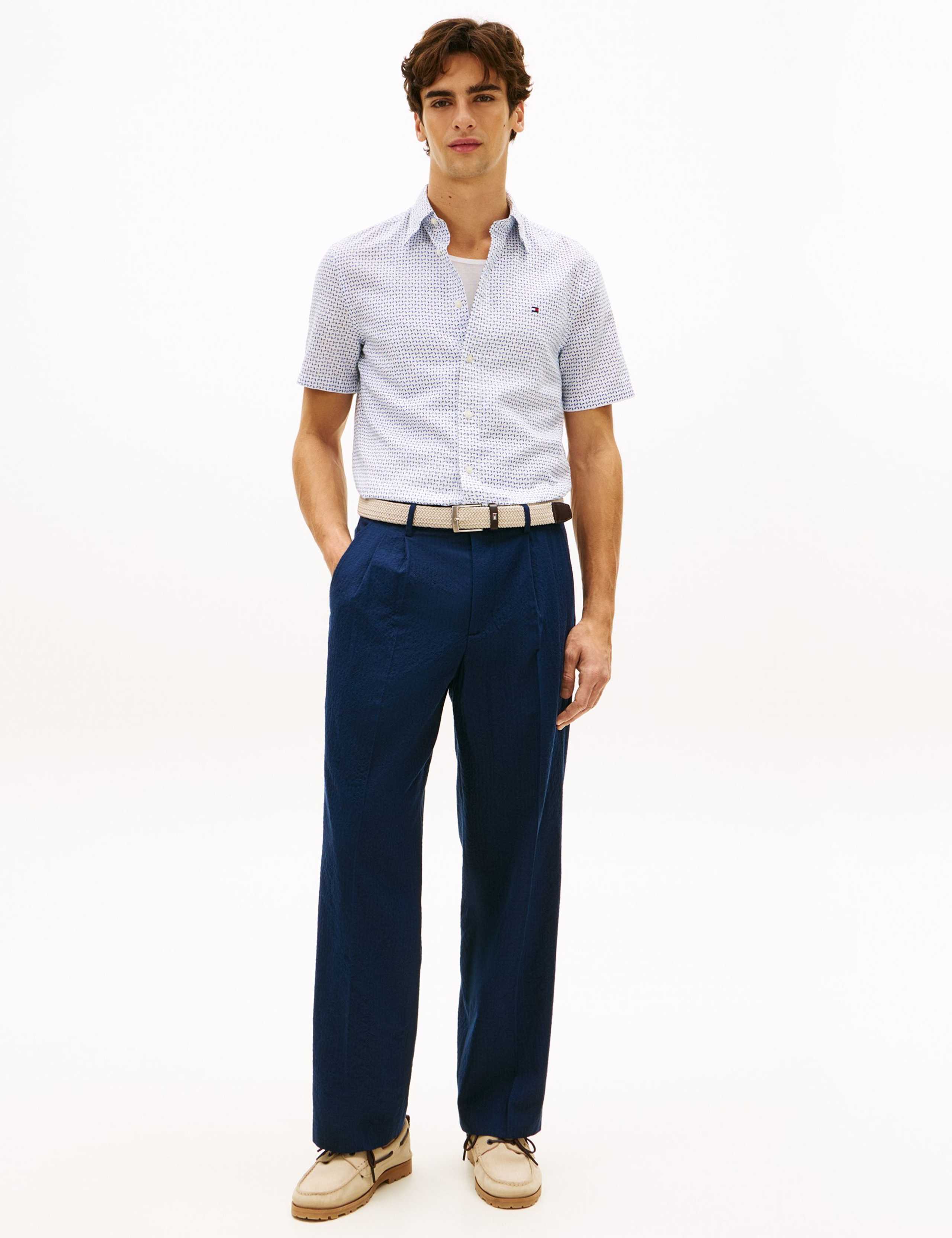 Regular Fit Linen Blend Geometric Shirt 3 of 5