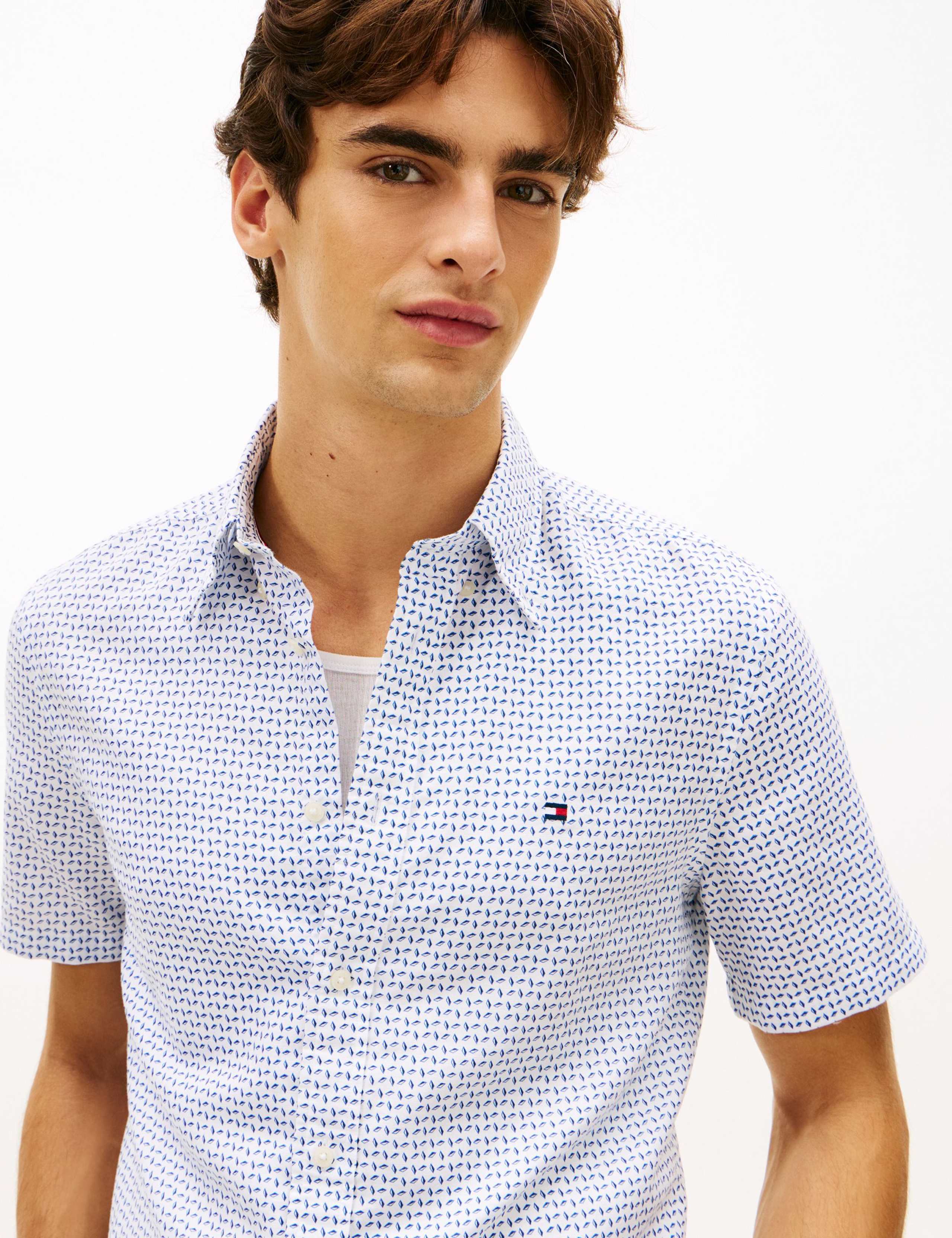 Regular Fit Linen Blend Geometric Shirt 4 of 5