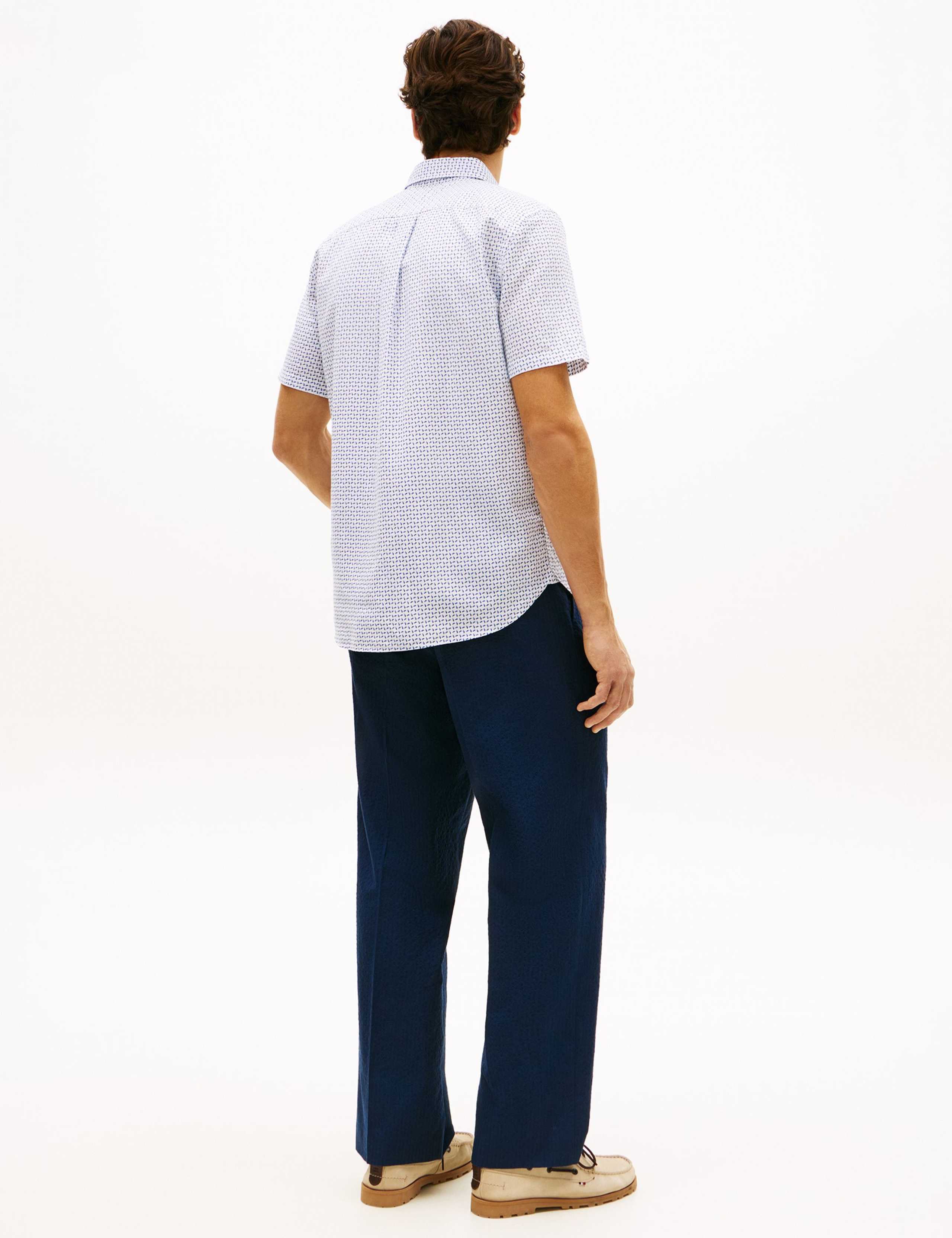 Regular Fit Linen Blend Geometric Shirt 5 of 5