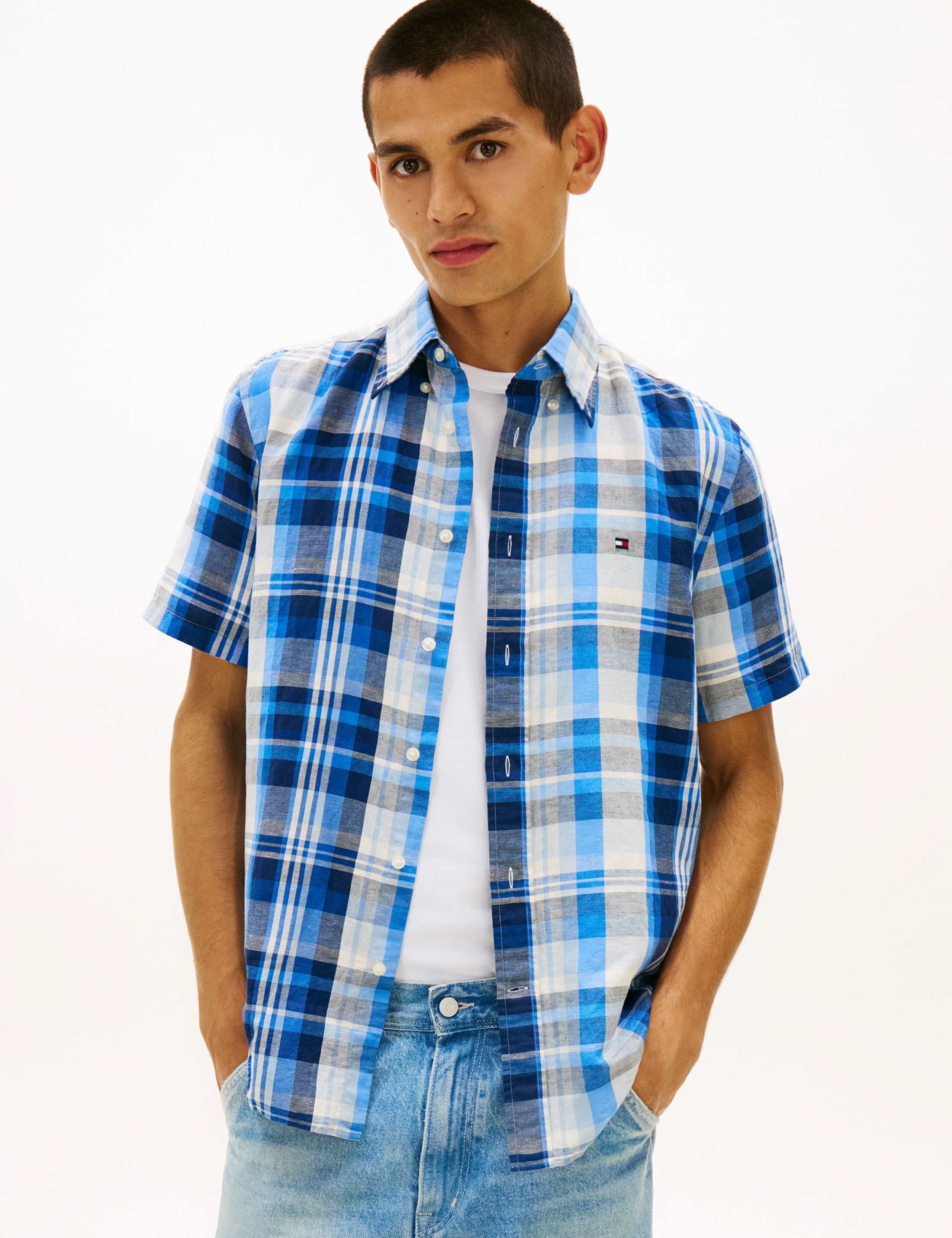 Regular Fit Linen Blend Check Shirt 1 of 5
