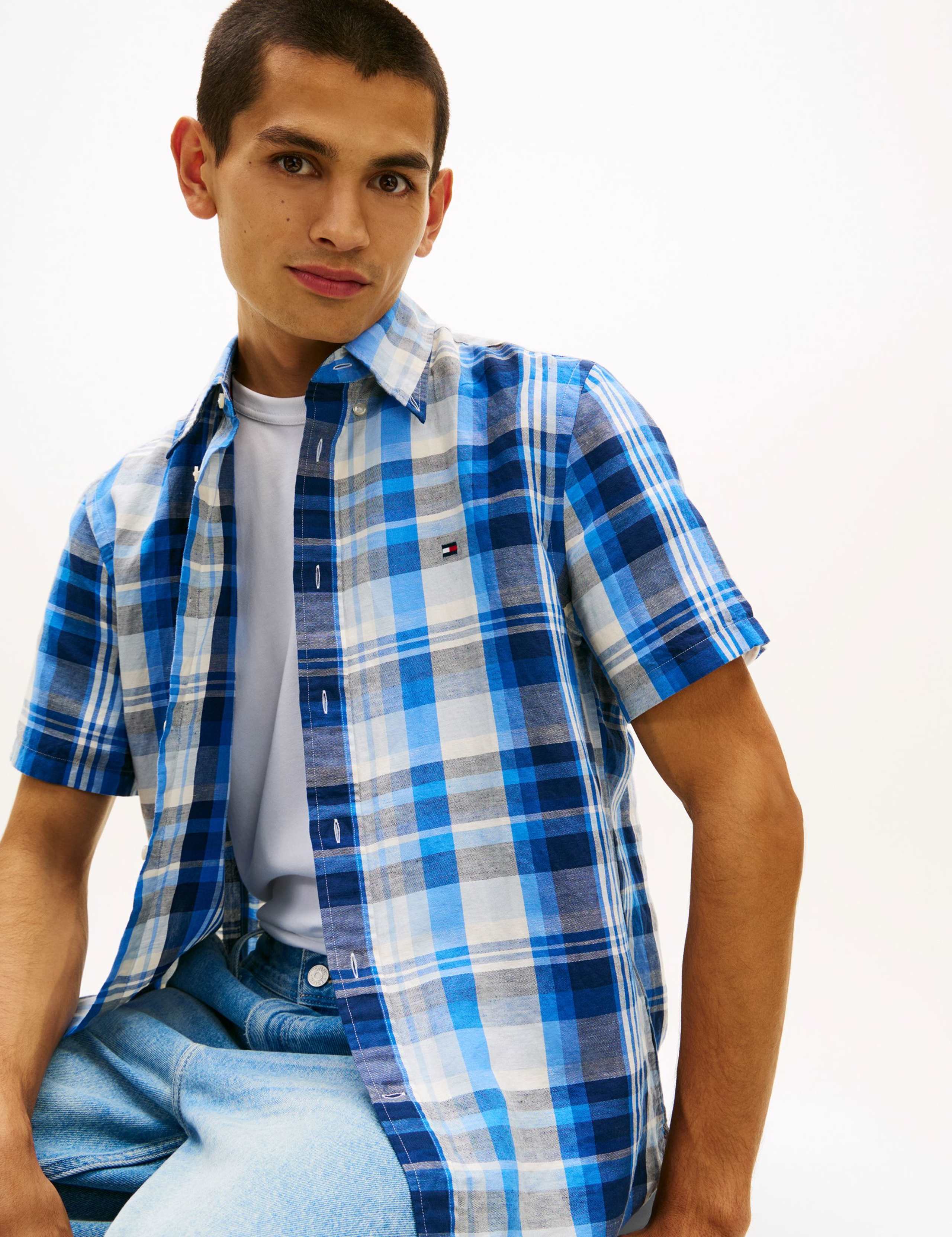 Regular Fit Linen Blend Check Shirt 3 of 5