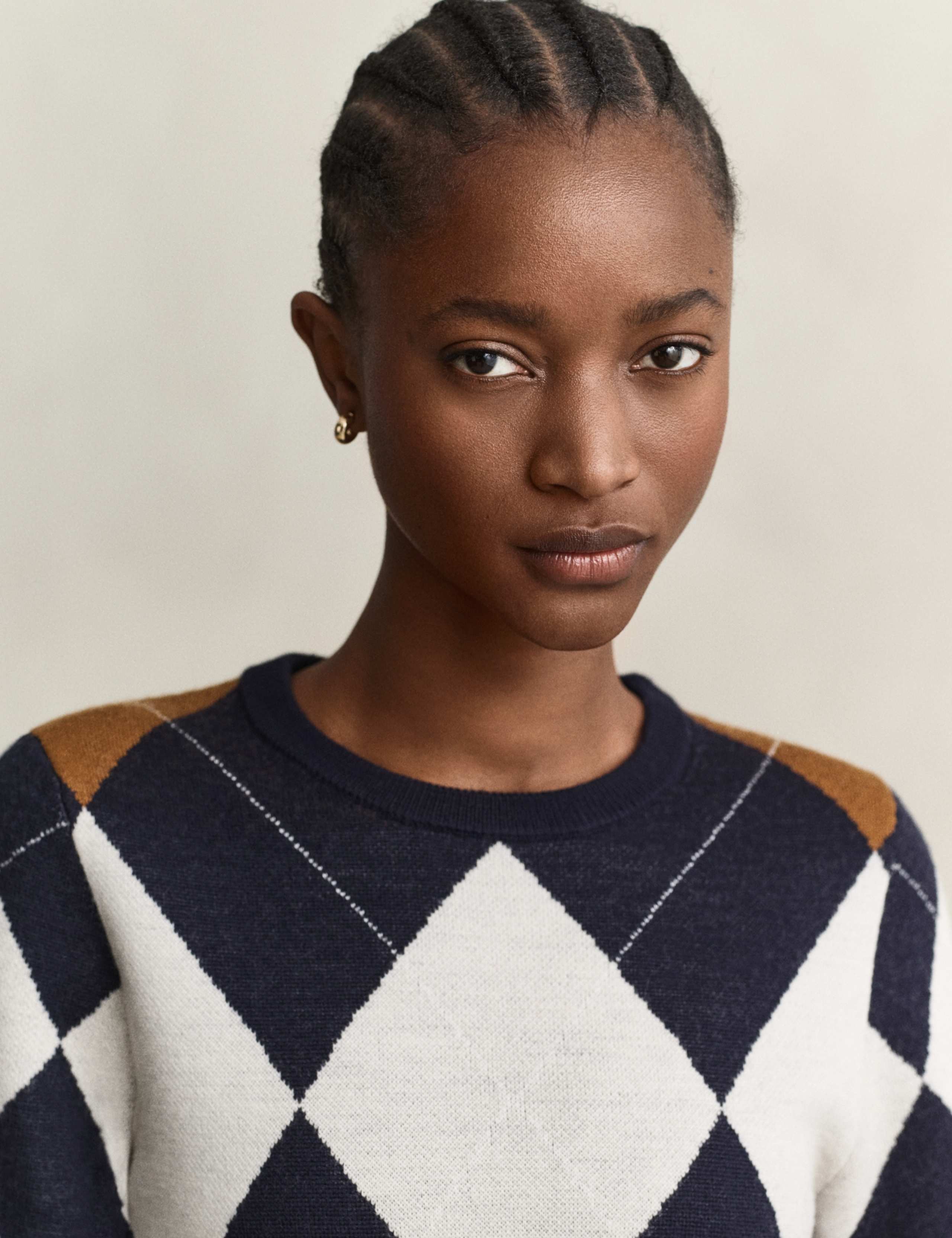 Pure Merino Wool Argyle Knitted Top 5 of 6