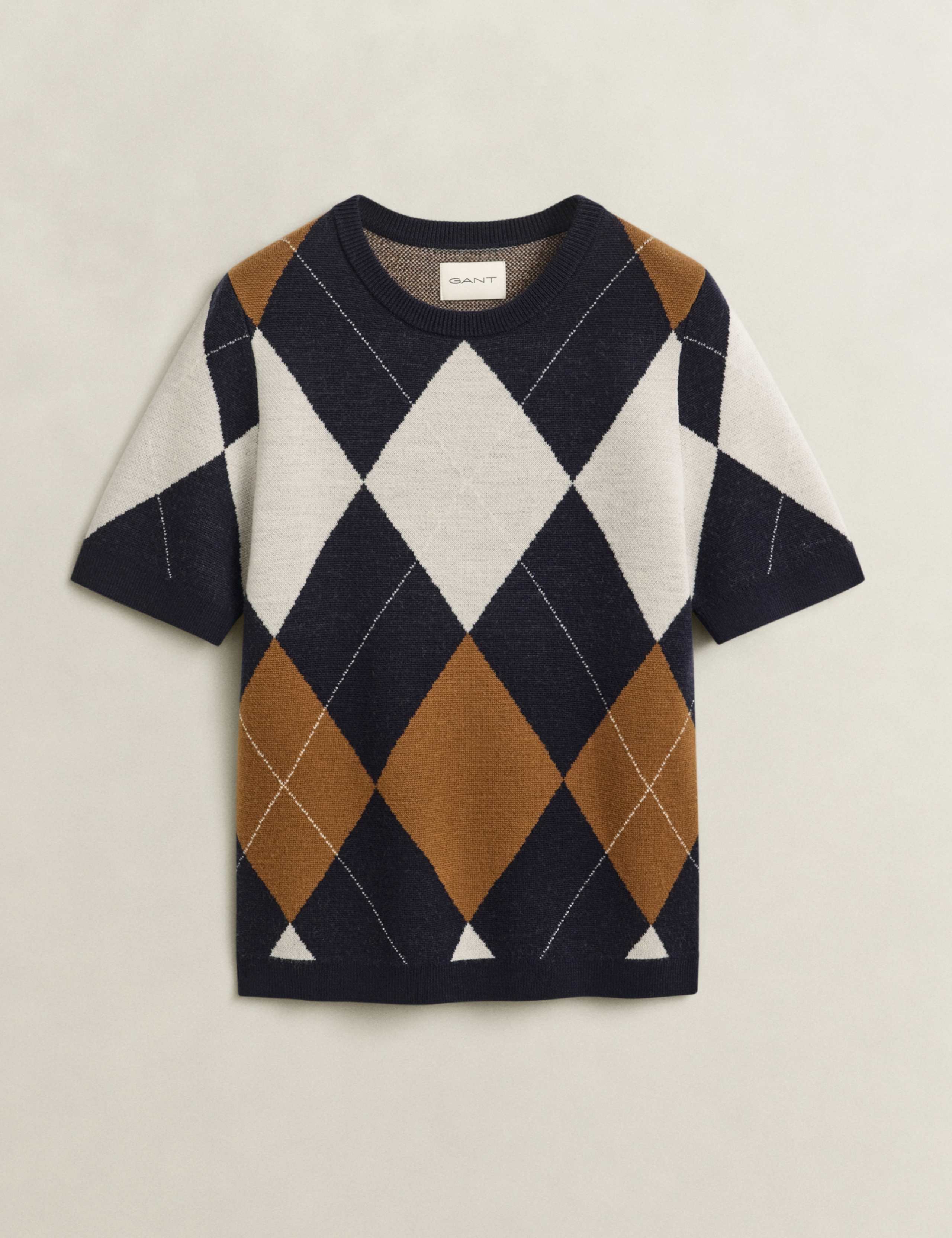 Pure Merino Wool Argyle Knitted Top 2 of 6