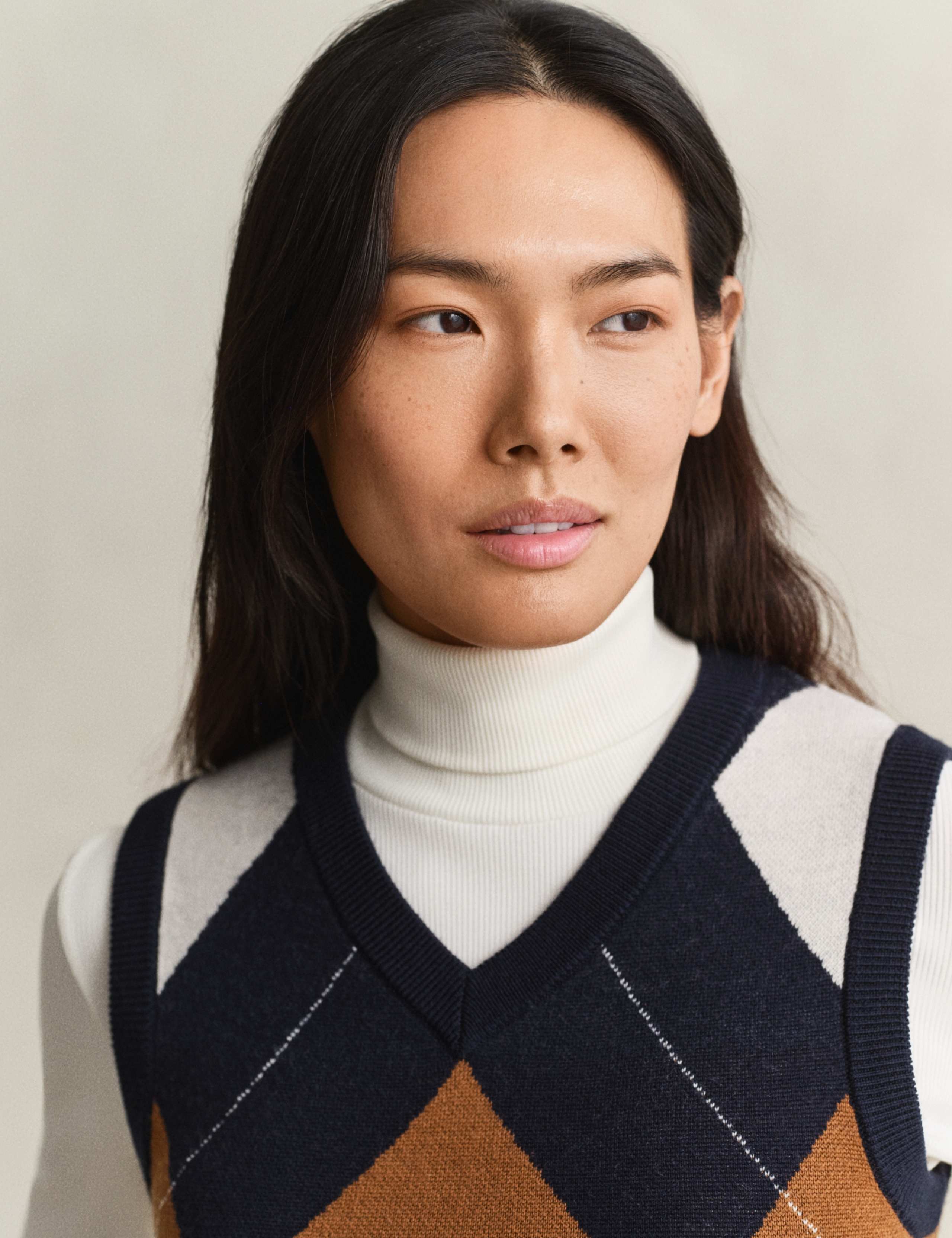 Pure Merino Wool Argyle Knitted Vest 5 of 5
