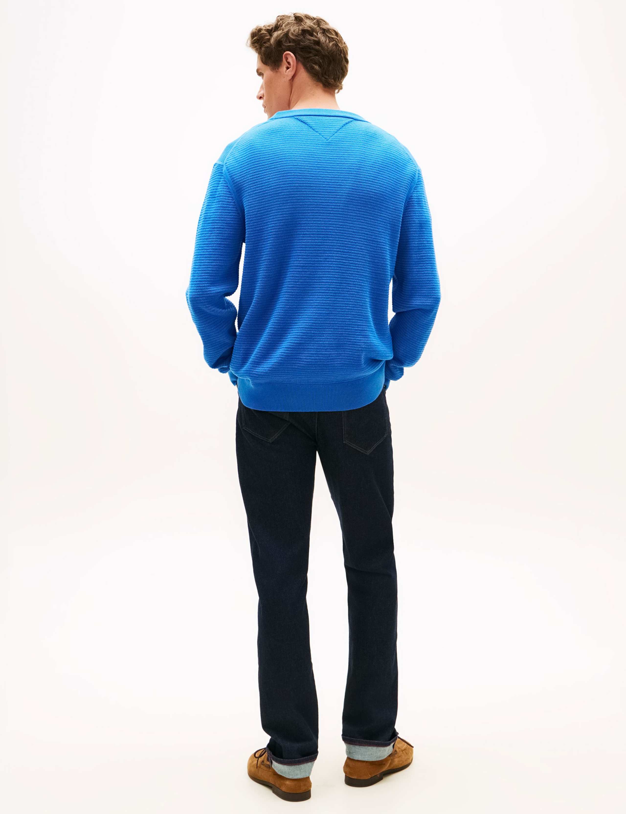 Pure Cotton Textured Crew Neck Jumper 4 of 5