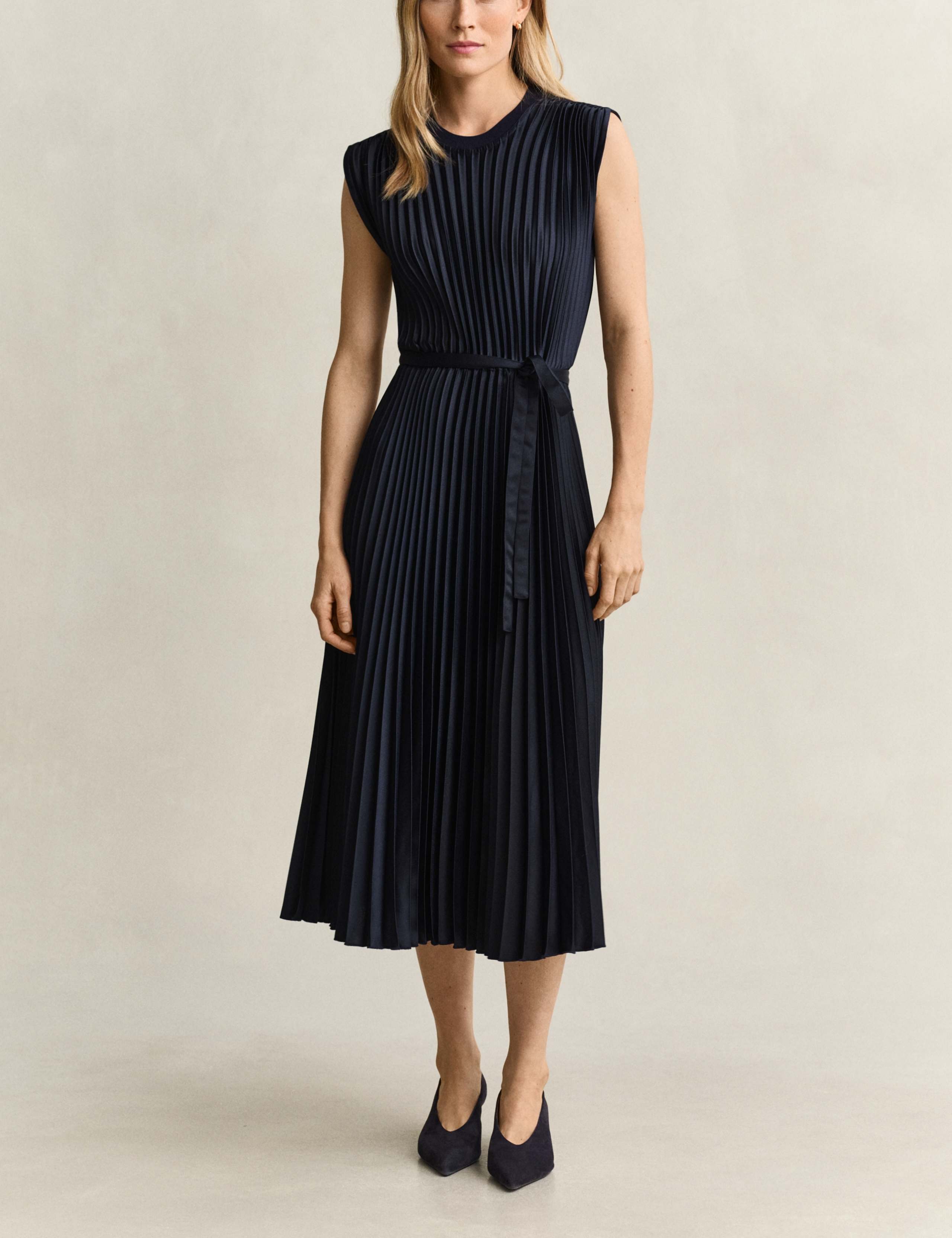 Plisse Midi Waisted Dress 1 of 7