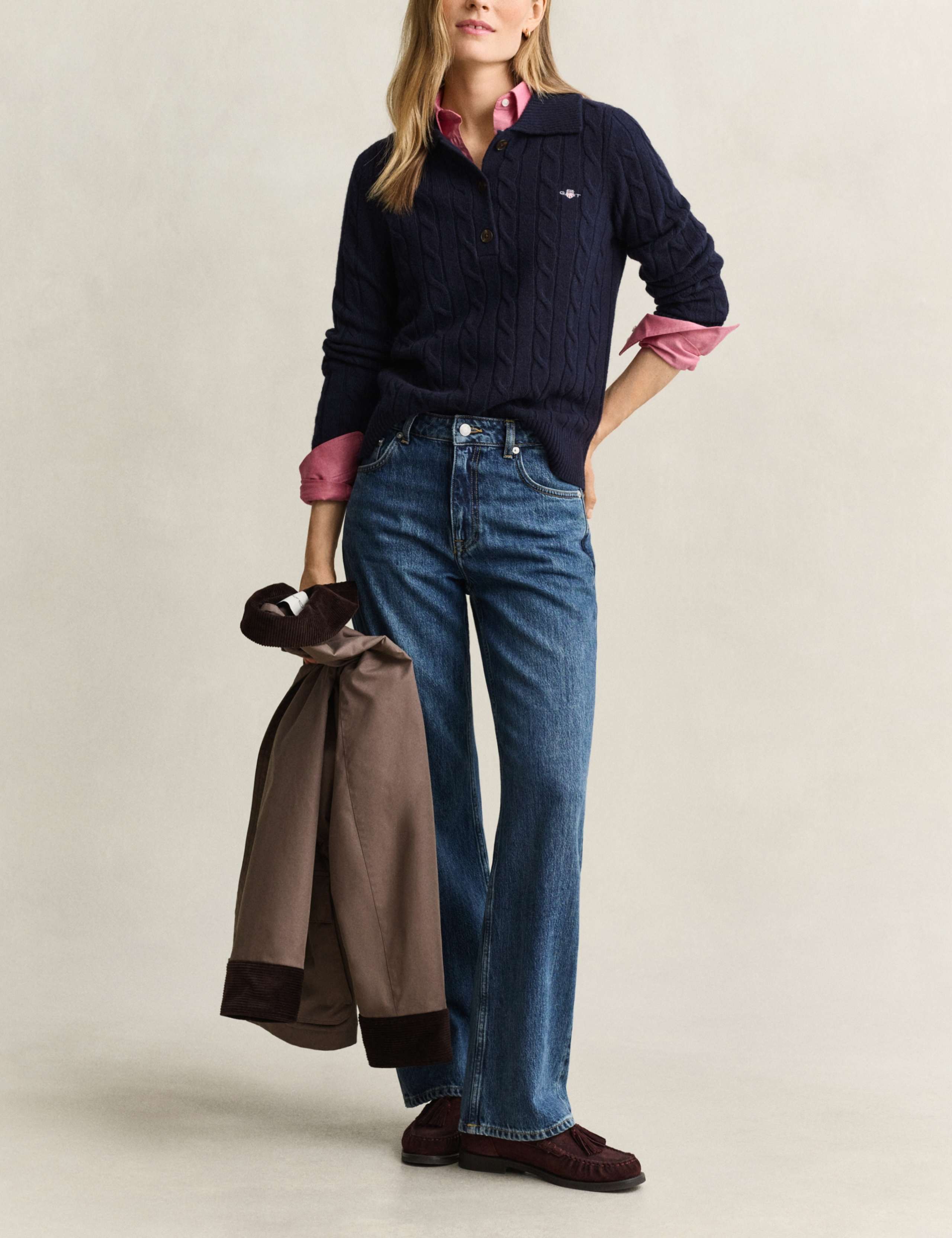 Pure Lambswool Textured Collared Knitted Top 2 of 4
