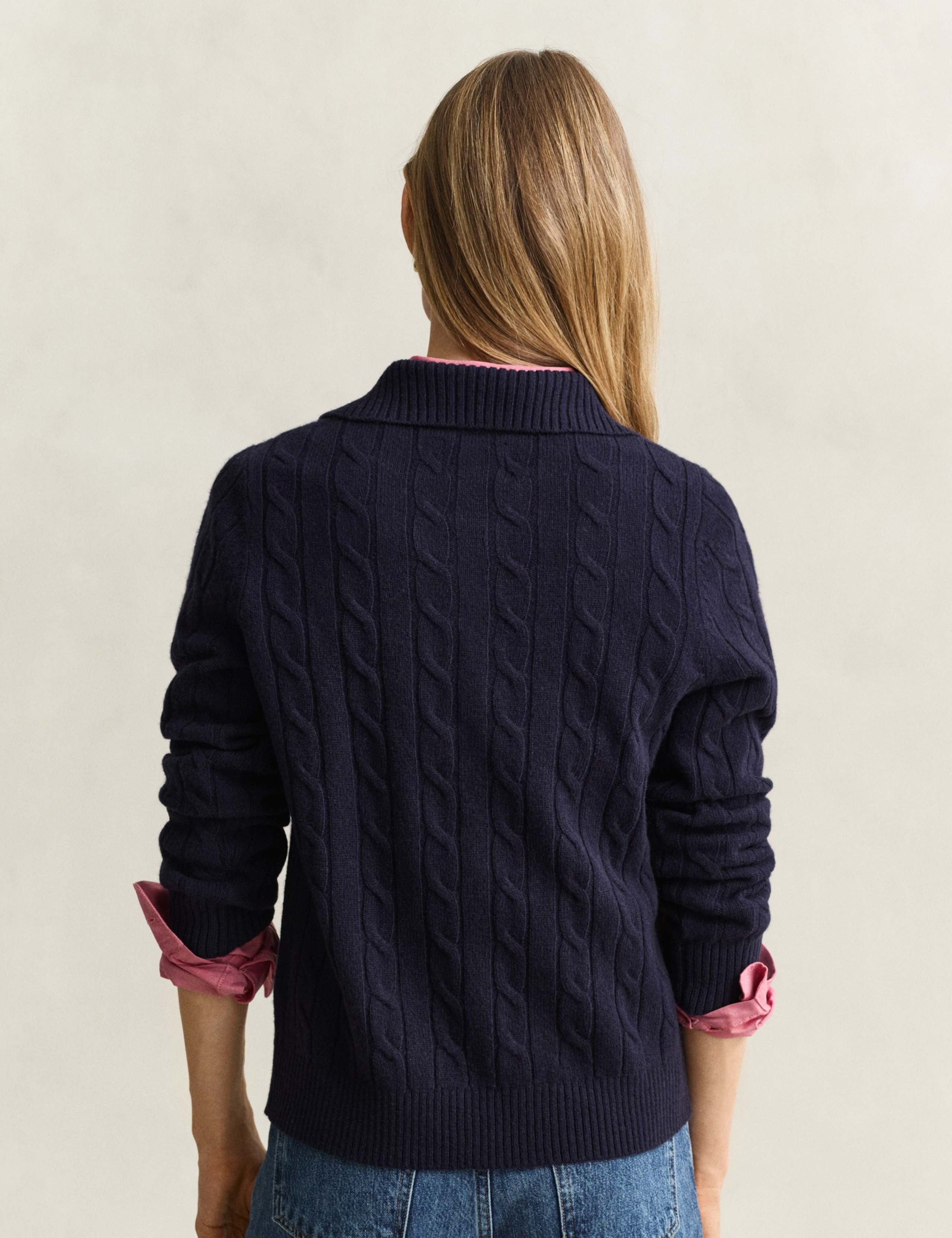 Pure Lambswool Textured Collared Knitted Top 3 of 4