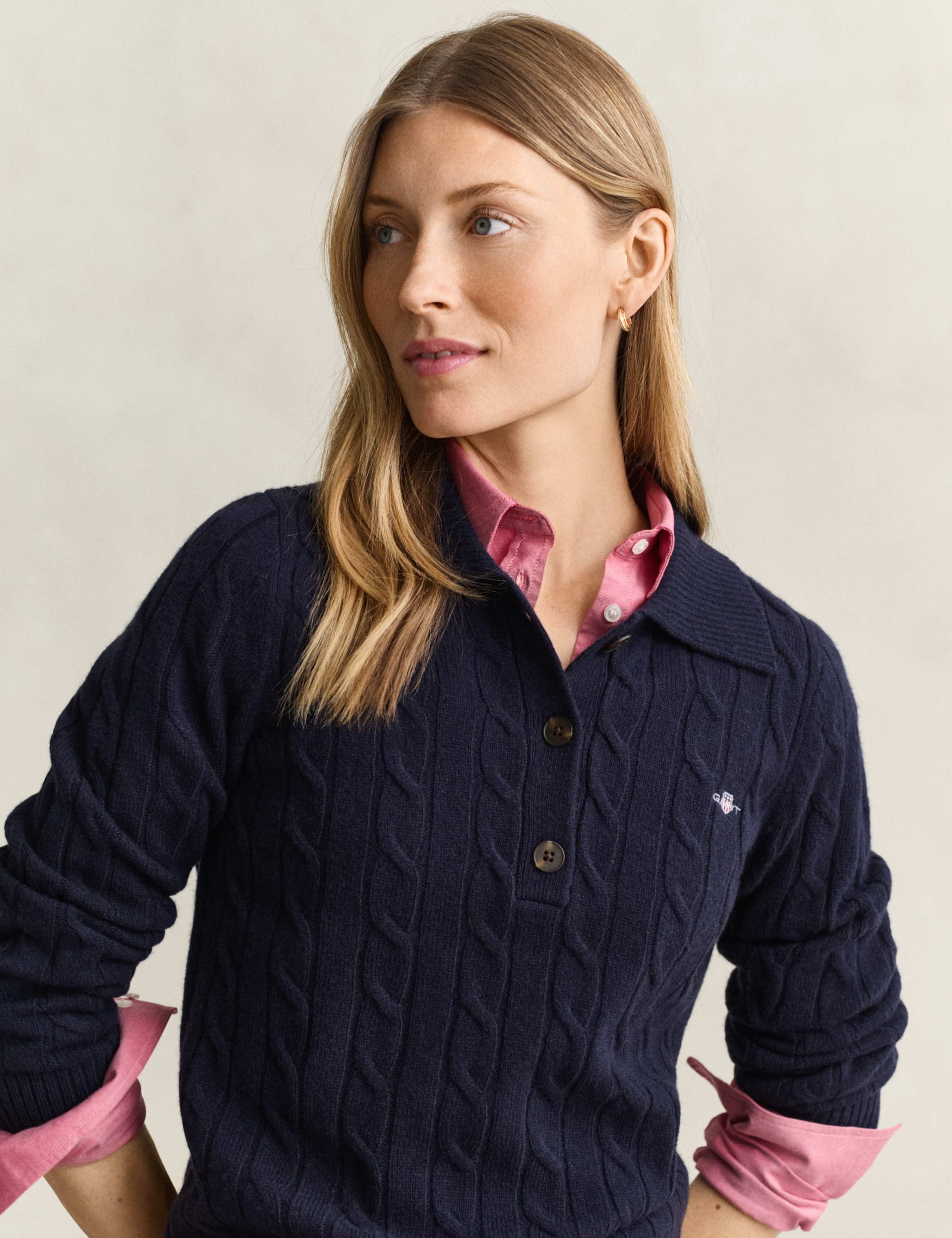 Pure Lambswool Textured Collared Knitted Top 4 of 4