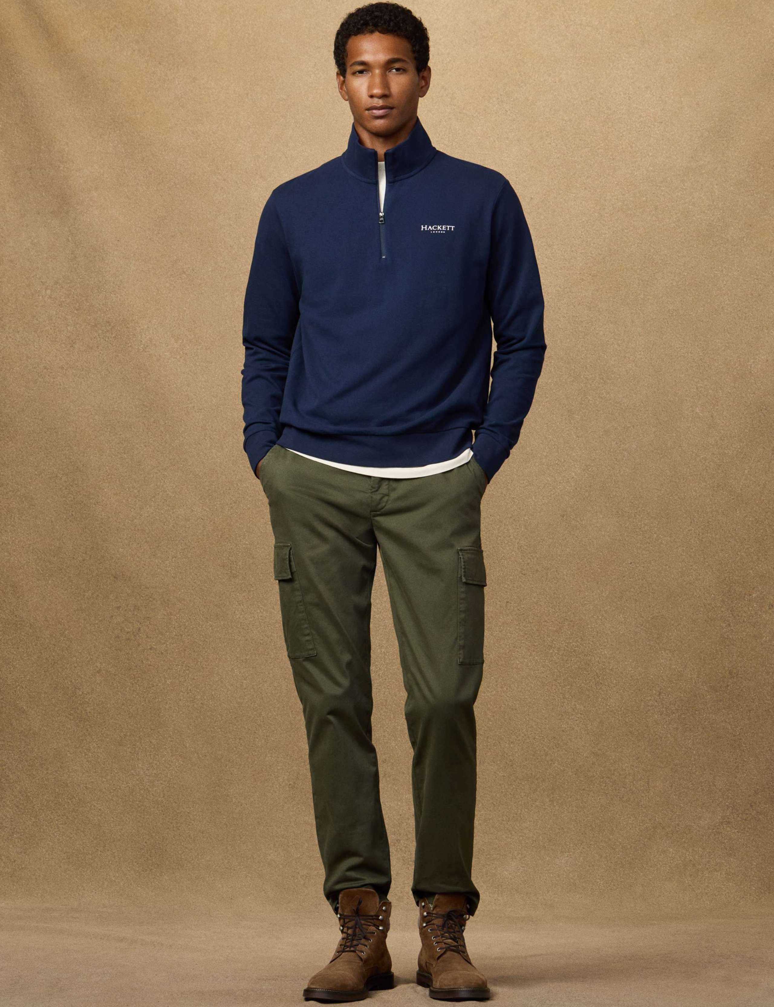 Pure Cotton Funnel Neck Half Zip Sweatshirt 3 of 9