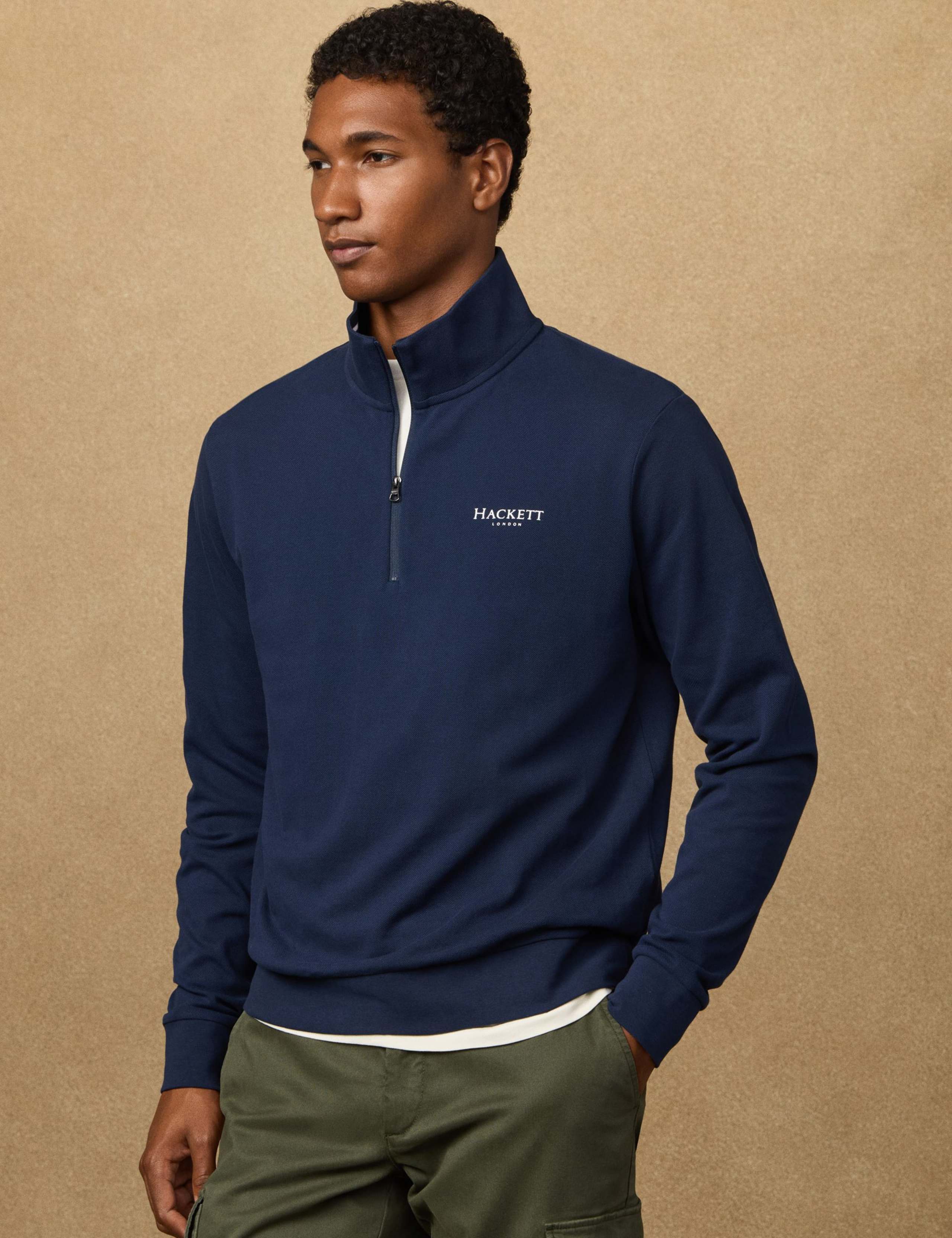 Pure Cotton Funnel Neck Half Zip Sweatshirt 5 of 9