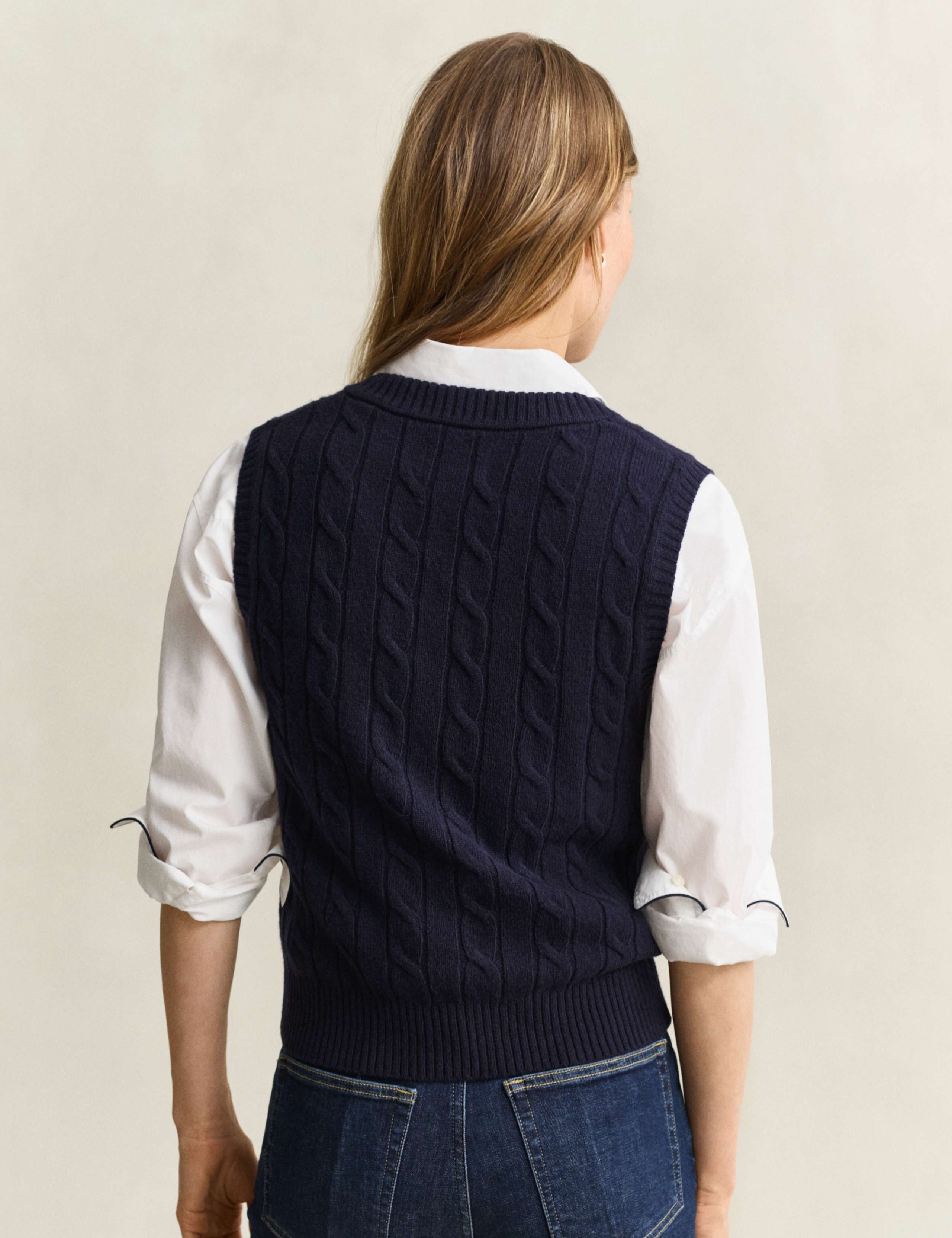Pure Lambswool Textured V-Neck Knitted Vest 3 of 4