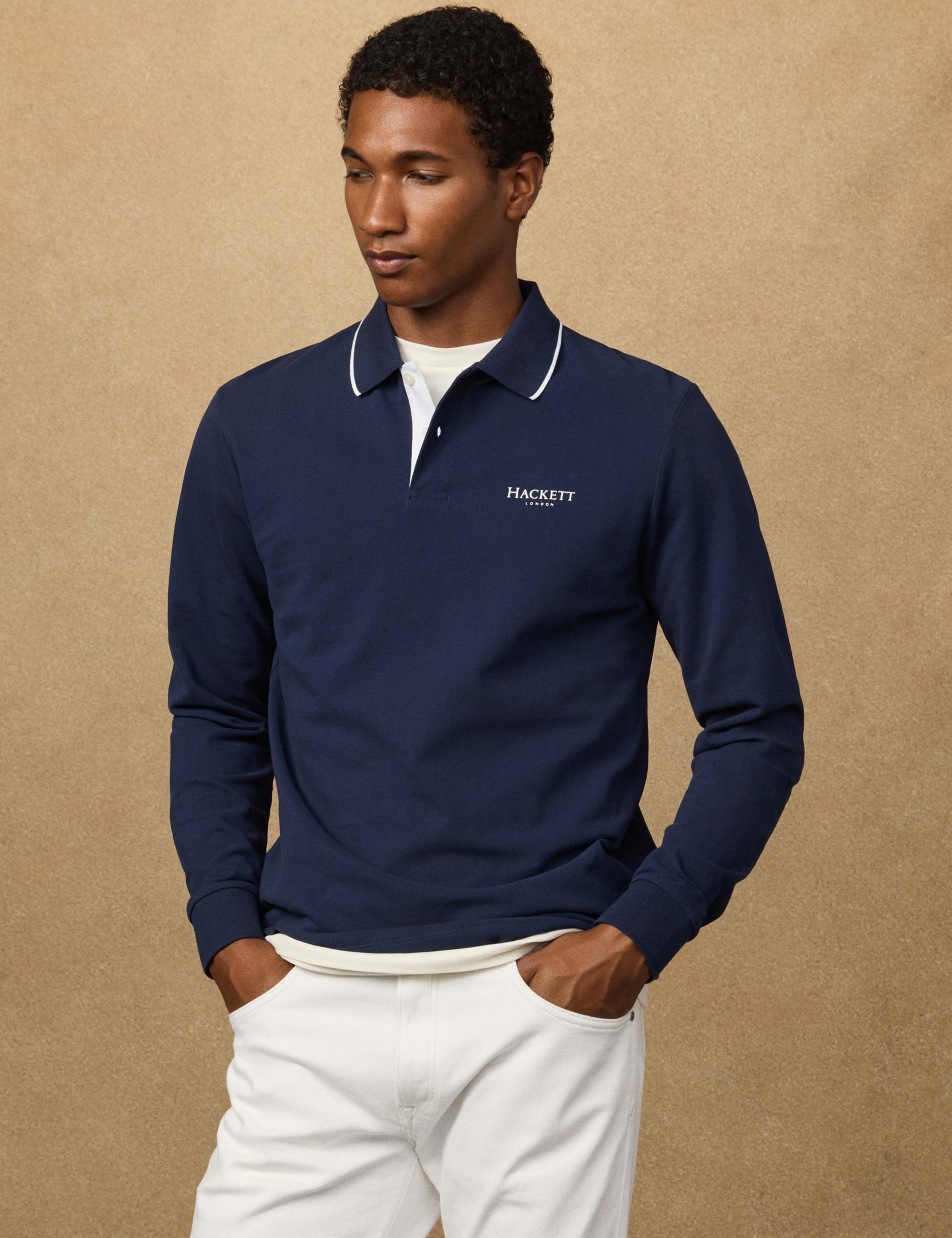 Pure Cotton Long Sleeve Polo Shirt 5 of 8
