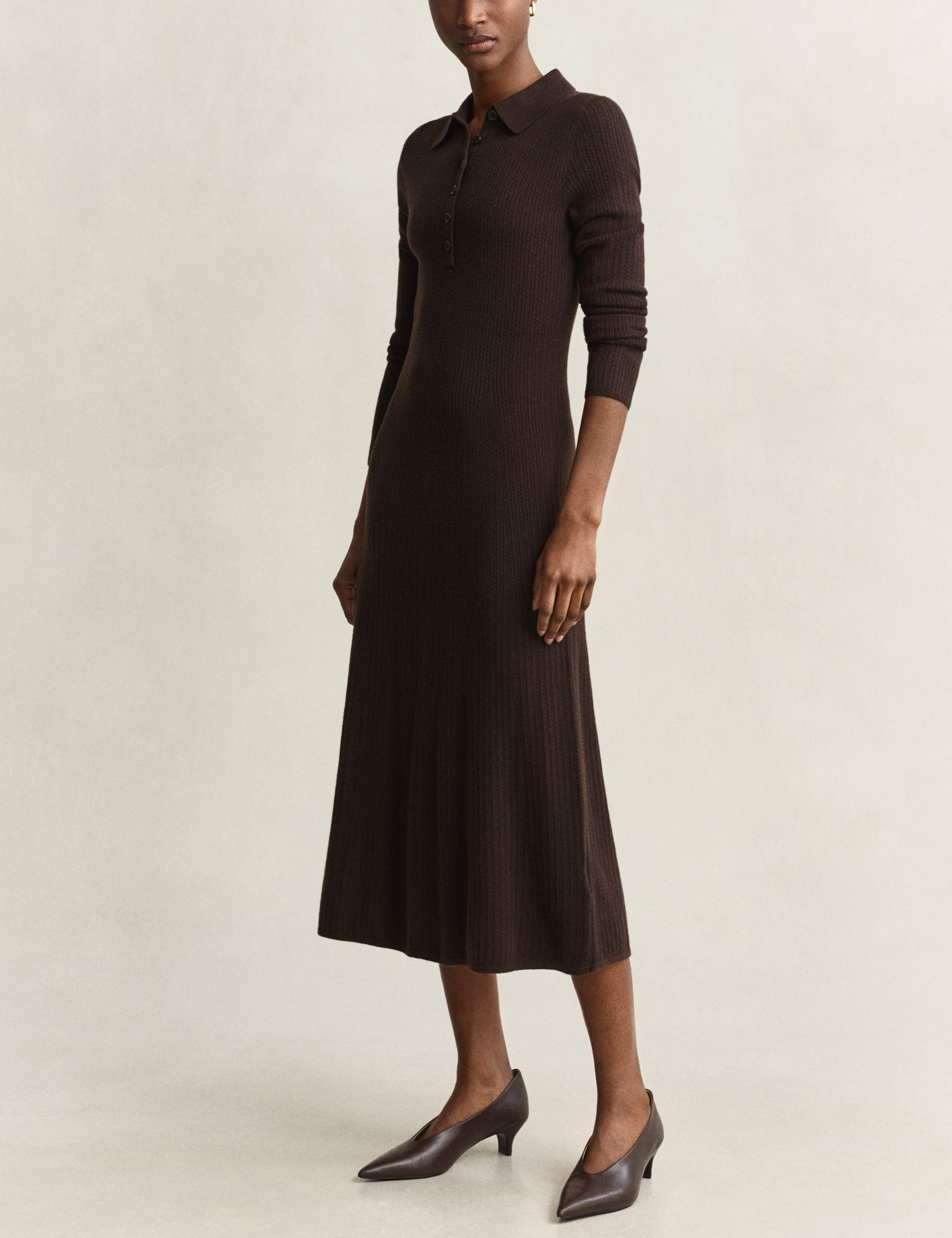 Lyocell Blend Midi Column Dress with Wool 5 of 5