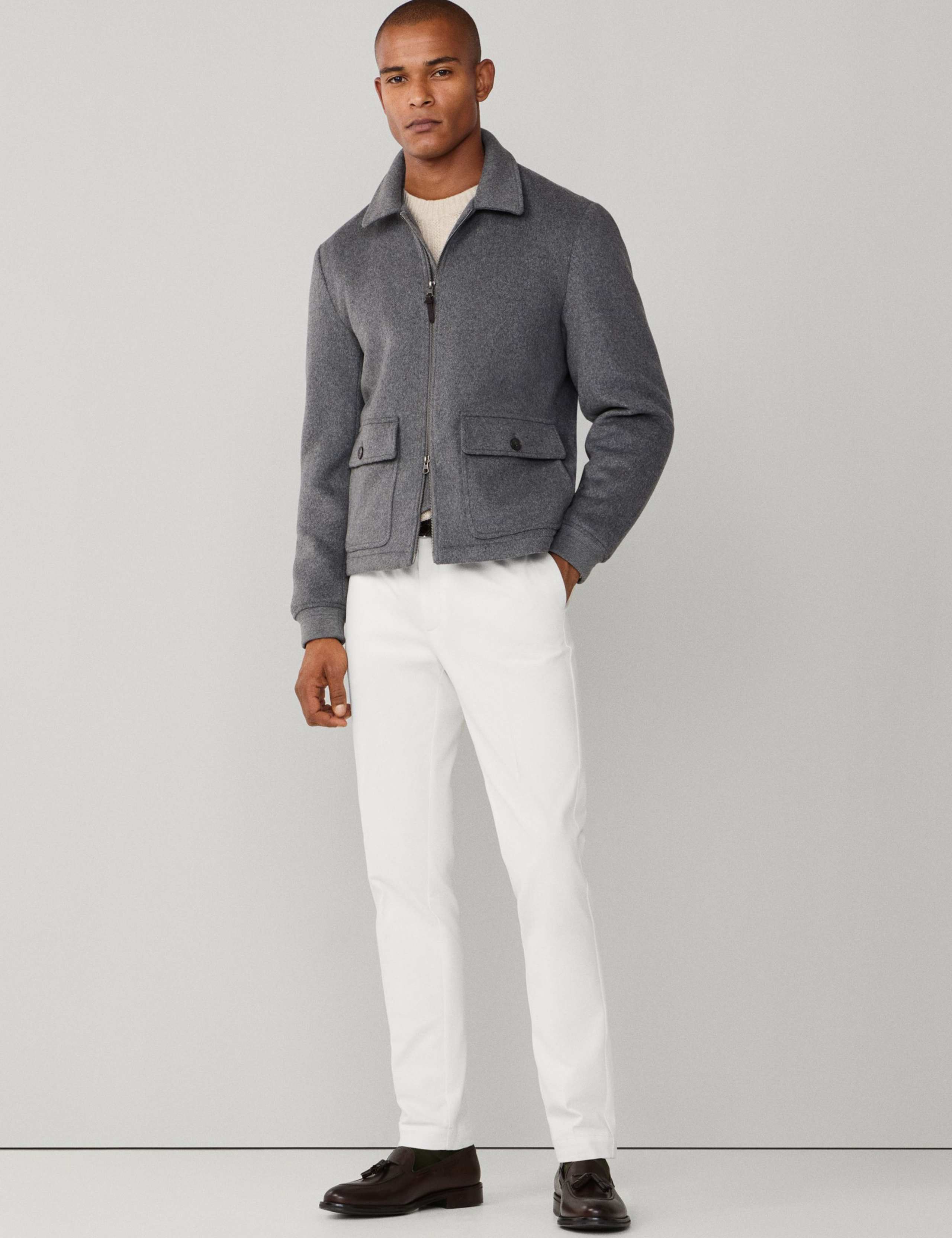 Wool Blend Blouson Bomber Jacket 1 of 10