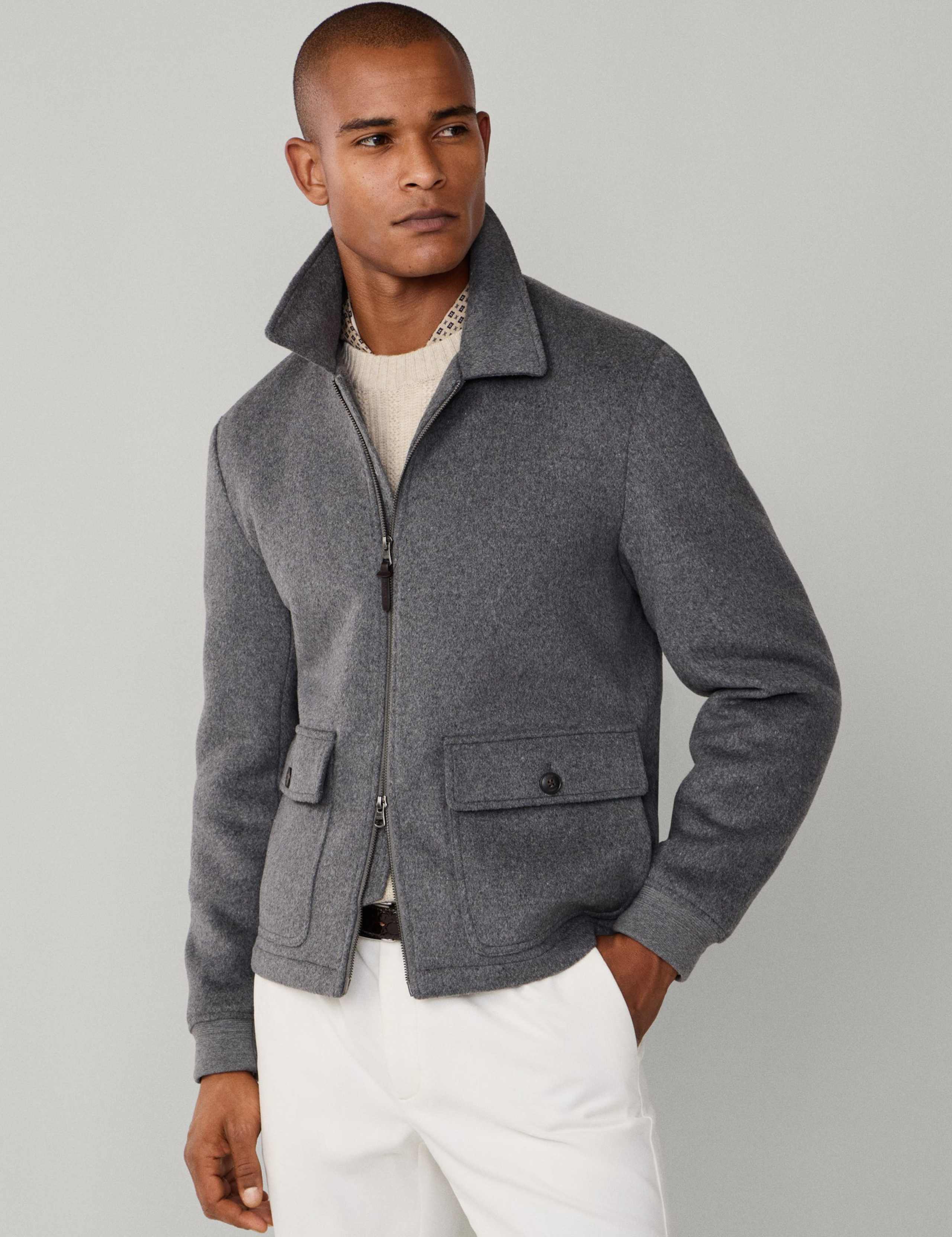 Wool Blend Blouson Bomber Jacket 3 of 10