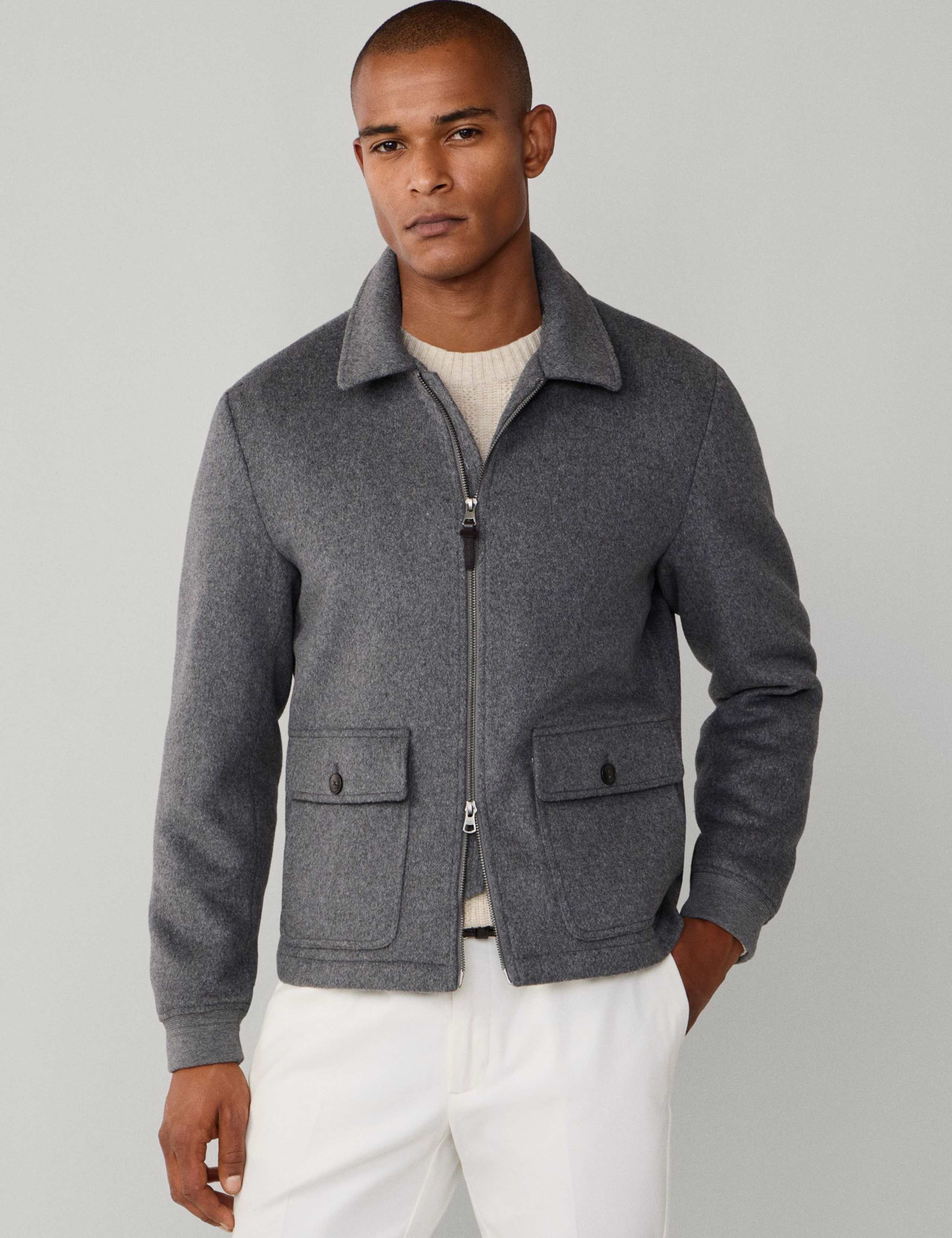 Wool Blend Blouson Bomber Jacket 5 of 10