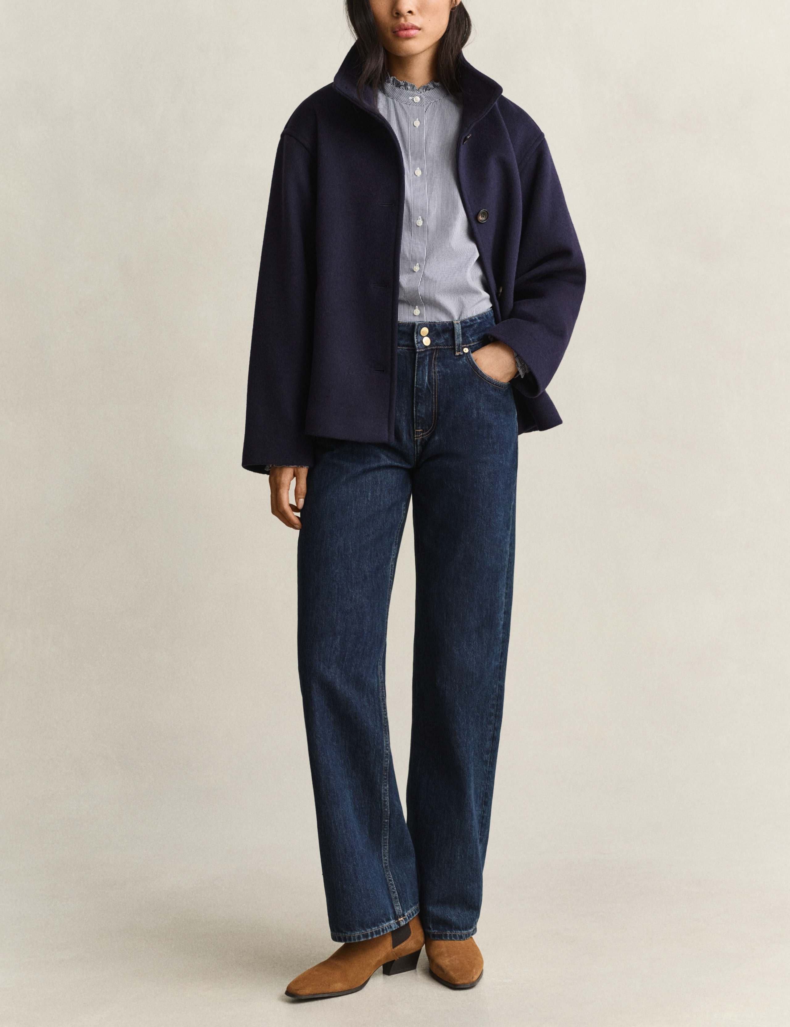 Regular Fit Frill Collar Poplin Blouse 2 of 7