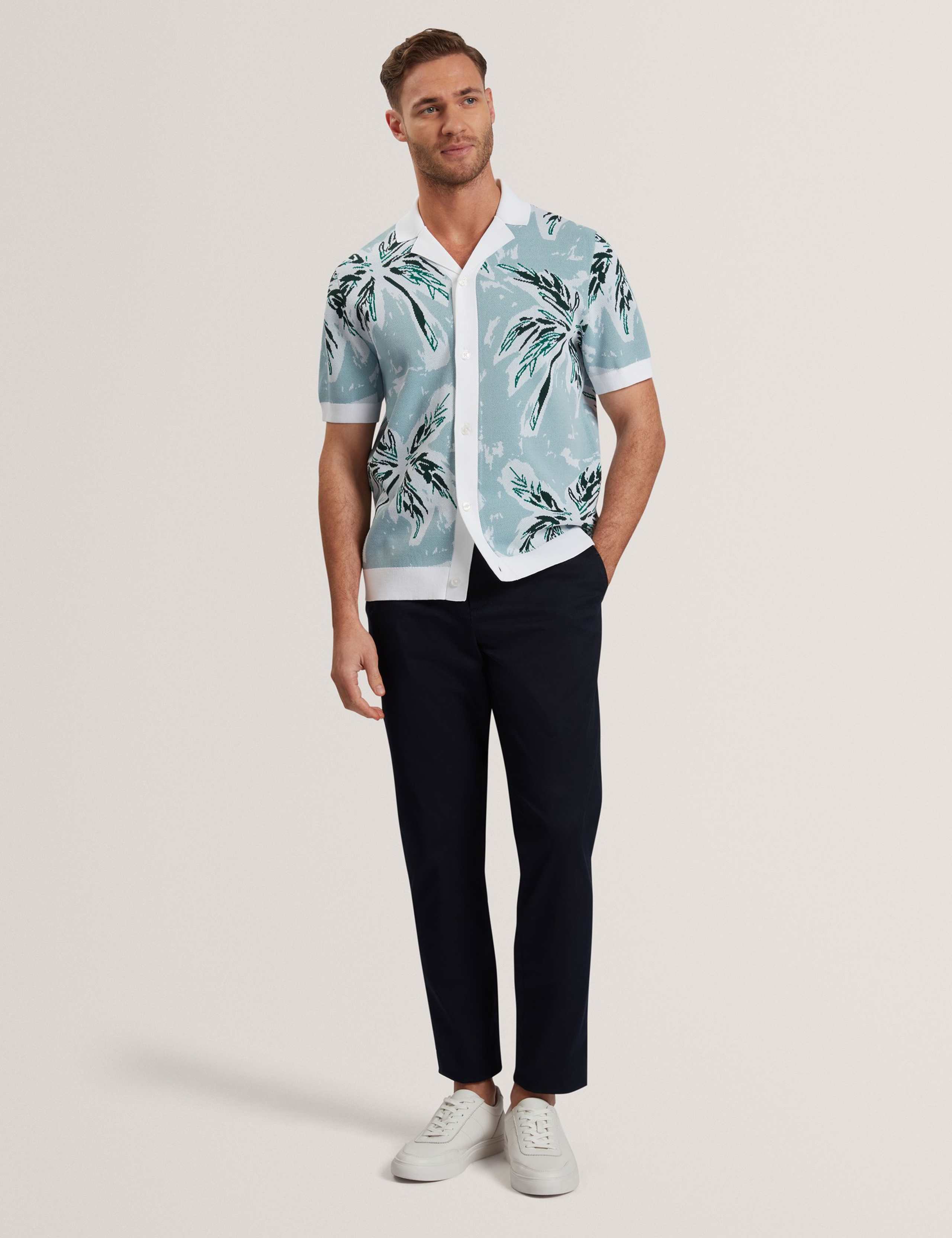 Regular Fit Knitted Leaf Short Sleeve Shirt 4 of 6