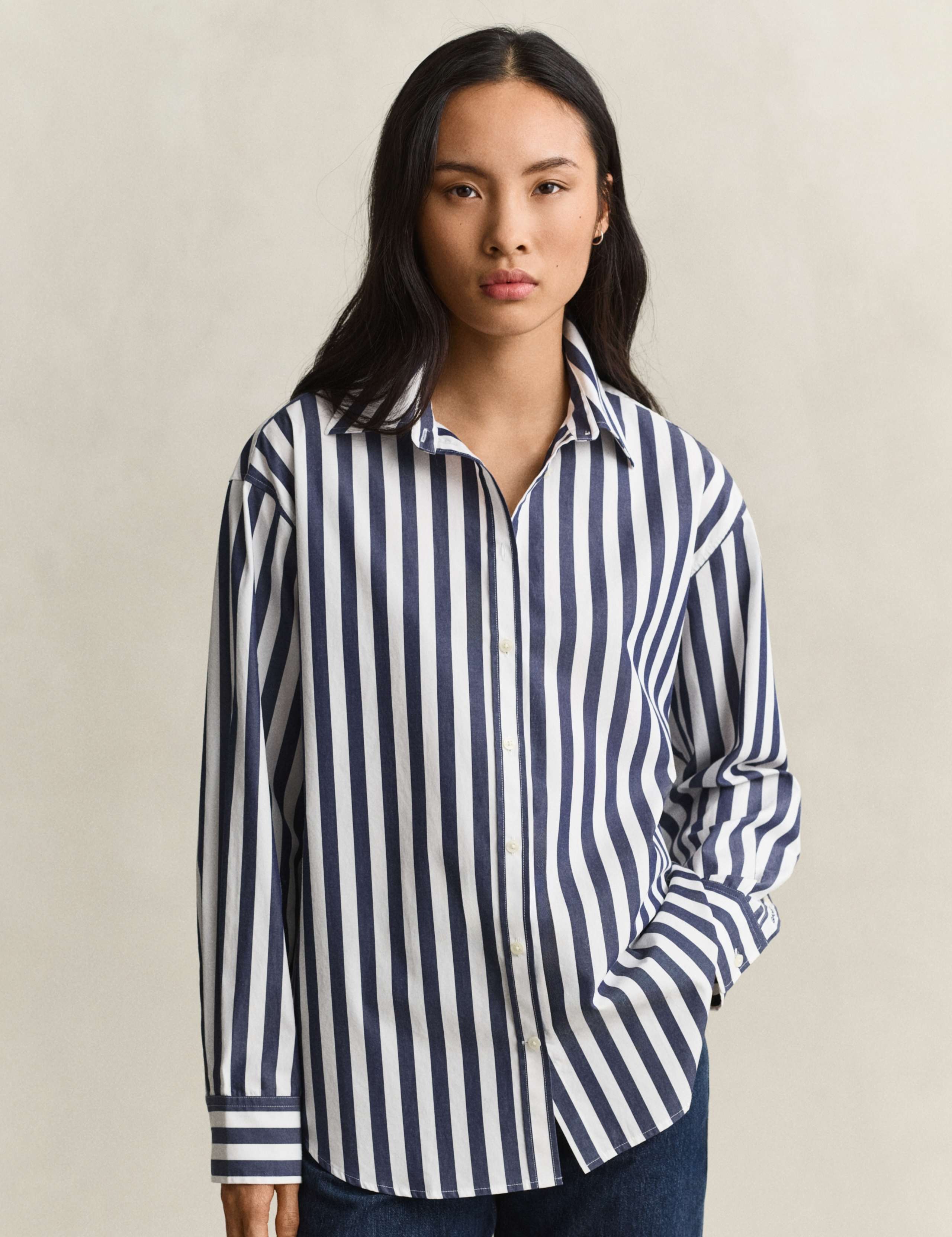 Relaxed Fit Striped Poplin Shirt 1 of 6