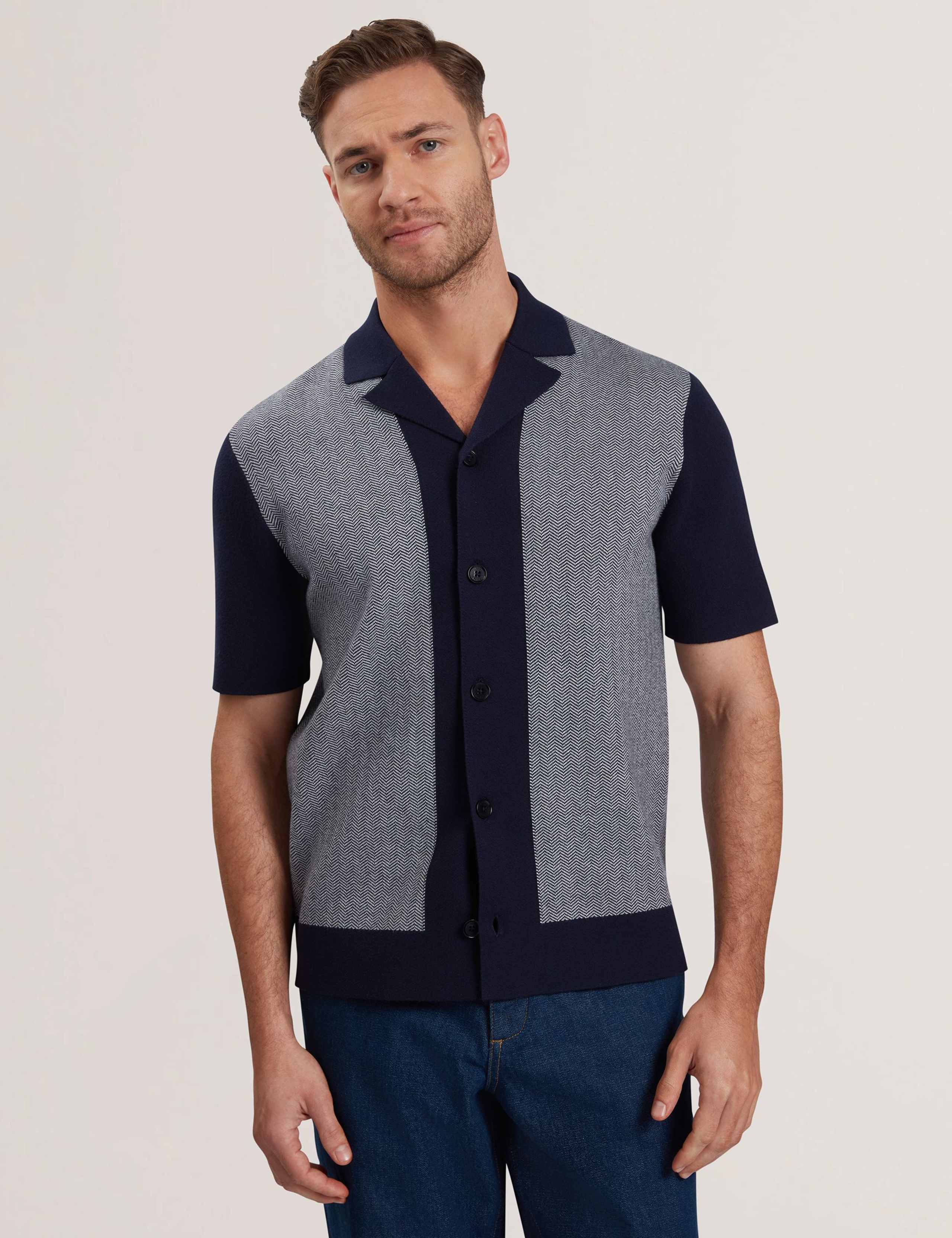 Regular Fit Herringbone Knitted Polo Shirt 1 of 6
